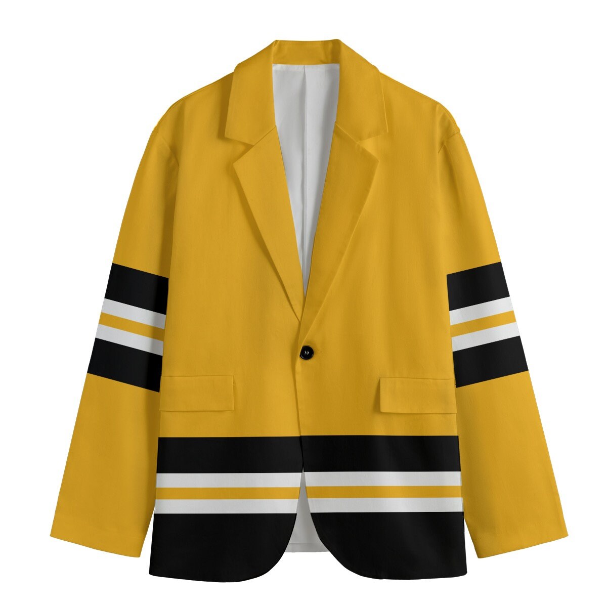 Yellow with Black White Women's Casual Blazer, Women Suit Jacket, Gift For Her
