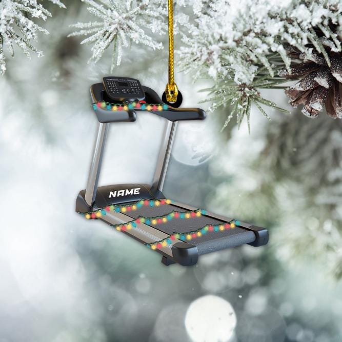 Personalized Treadmill Christmas Ornament, Gym Exercise Fitness Decor, Workout Acrylic Ornament