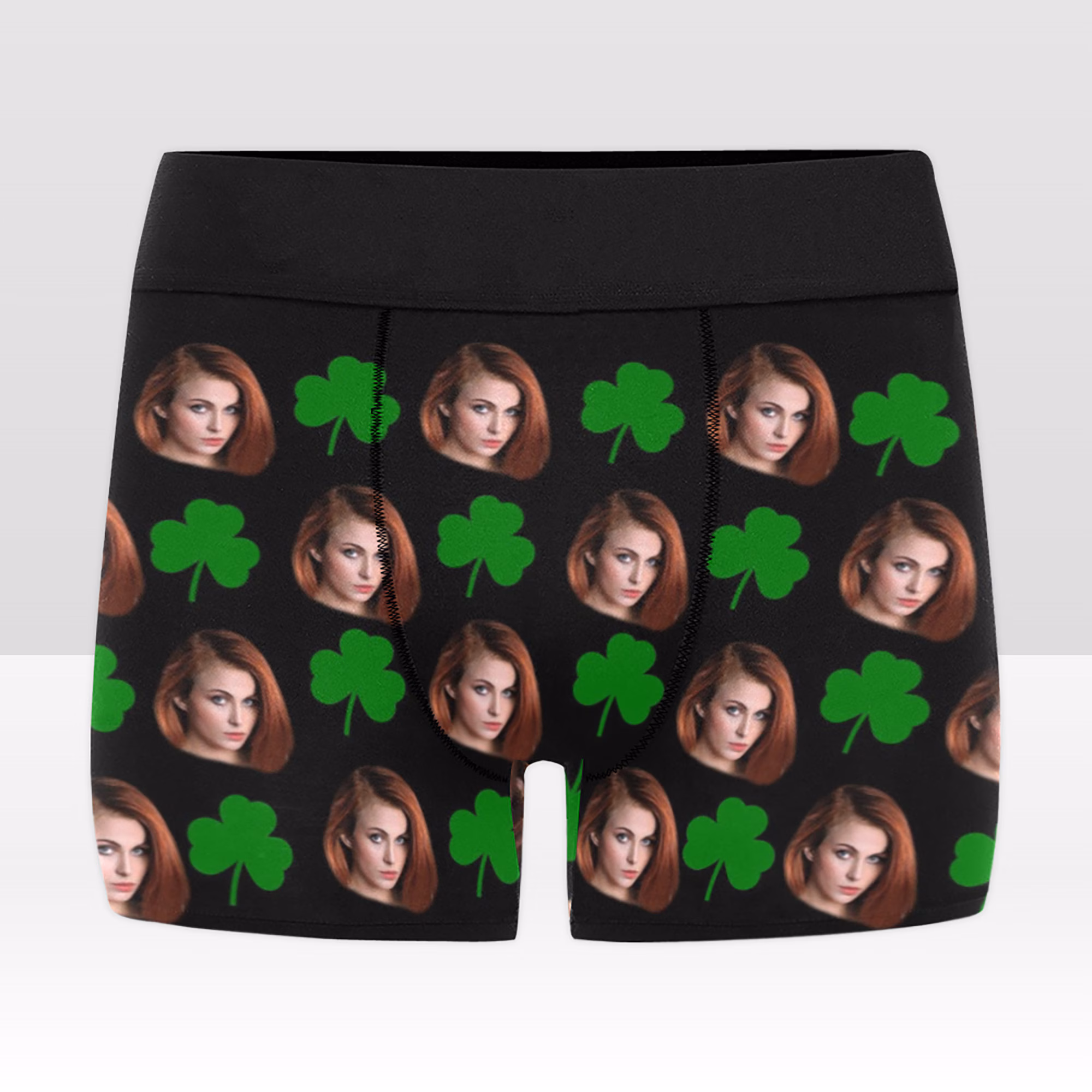 St Patrick Day Personalized face boxer briefs, St Patrick's Day custom underwear, Lucky underwear