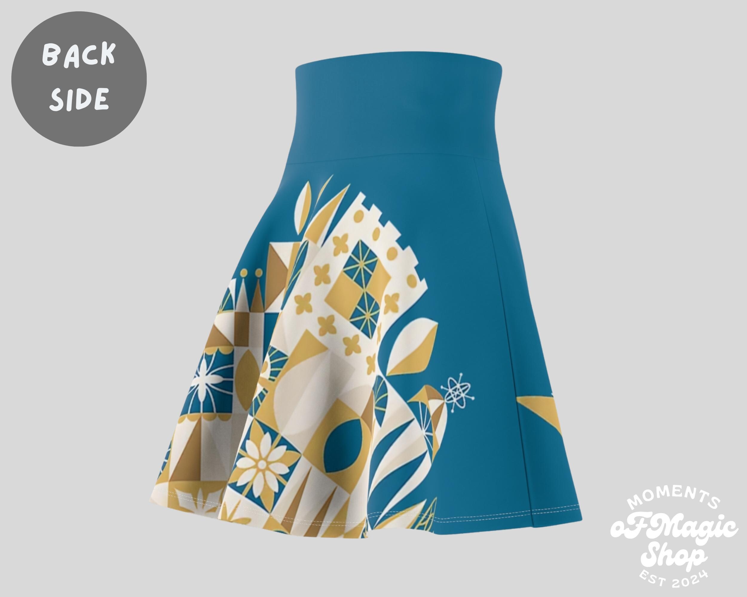 Blue Its A Small World Inspired Running Skirt | Magical Themed Running Skirt | Women's Skater Skirt