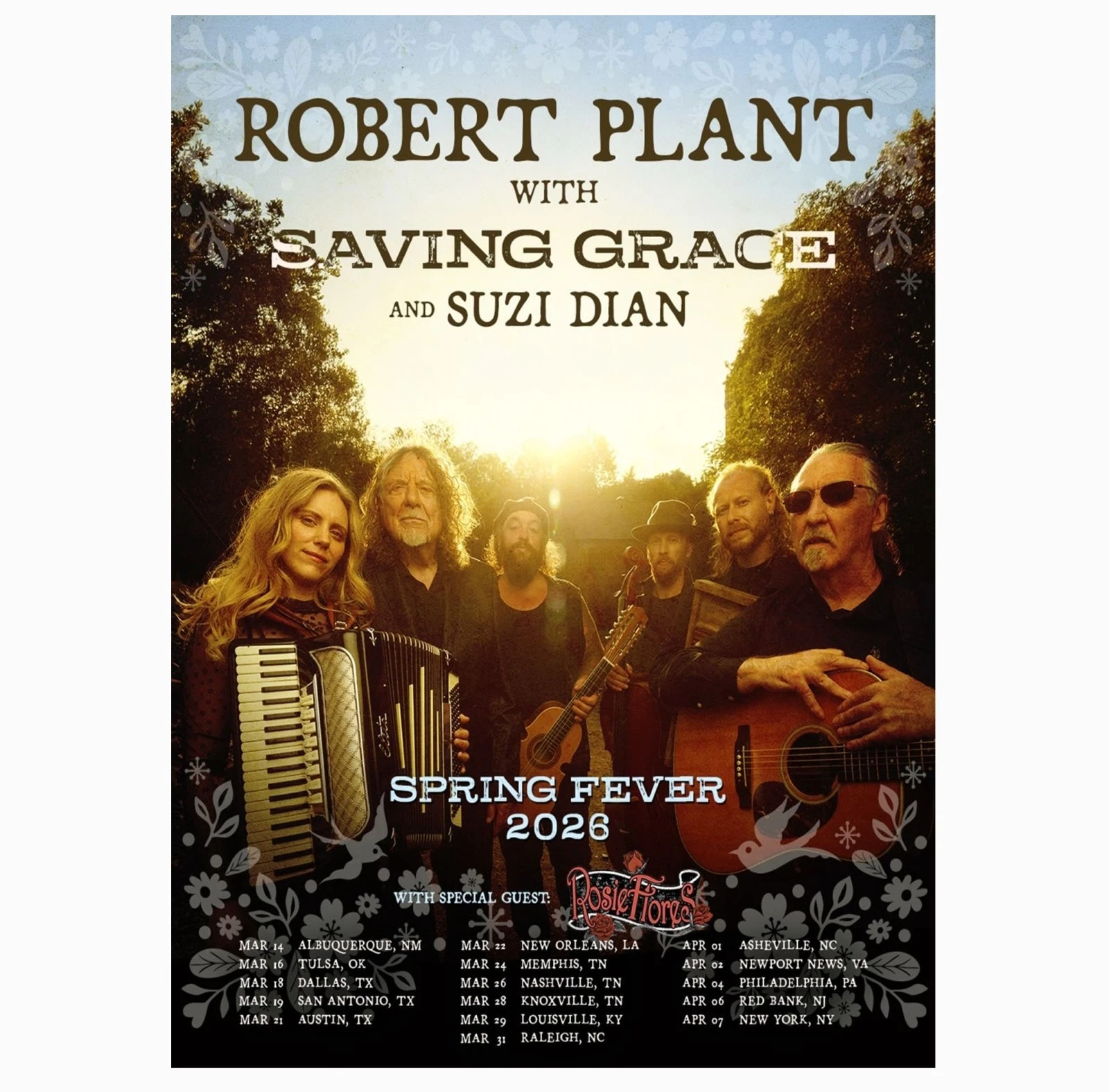 Robert Plant Spring 2026 Tour Poster