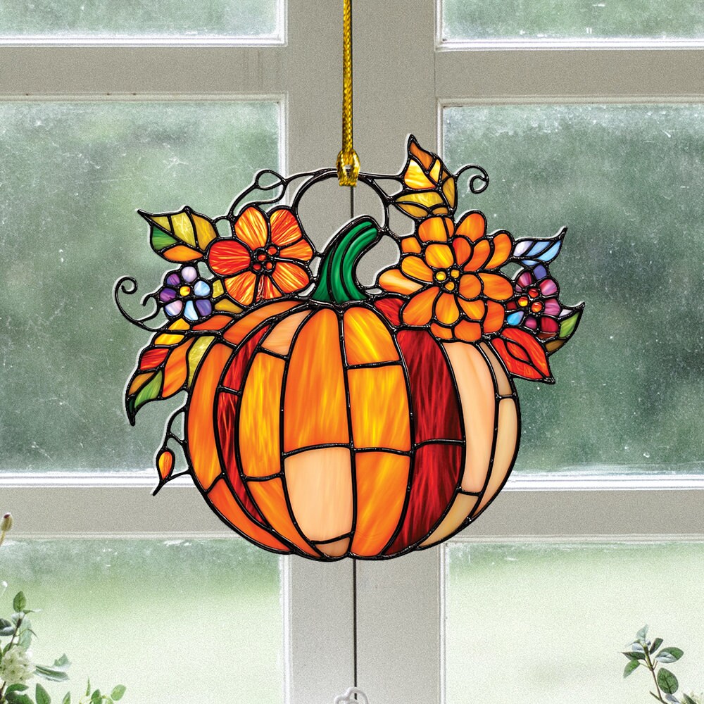 Pumpkin Suncatcher Ornament, Halloween Suncatcher Ornament, Halloween Pumpkin Home Decor, Housewarming Gift