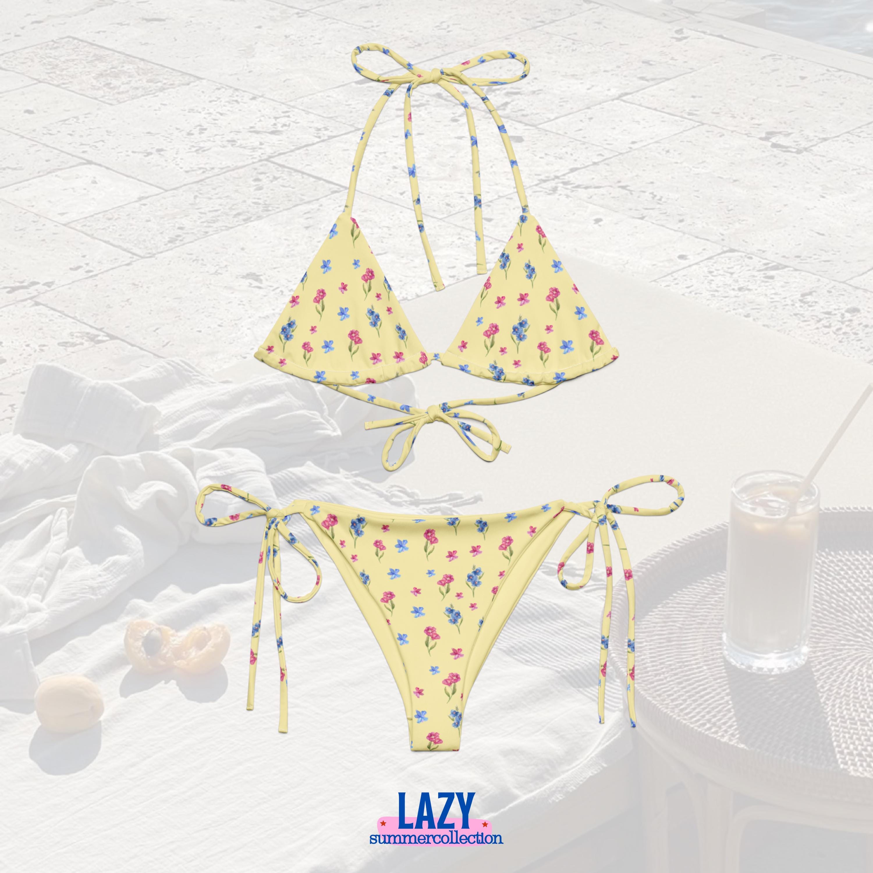 Fresh Flowers String Bikini Swimsuit for Women
