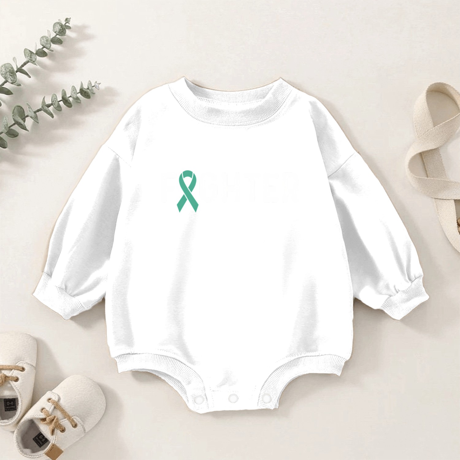 Ovarian Cancer Awareness Products Teal Ribbon Baby Romper Sweatshirts