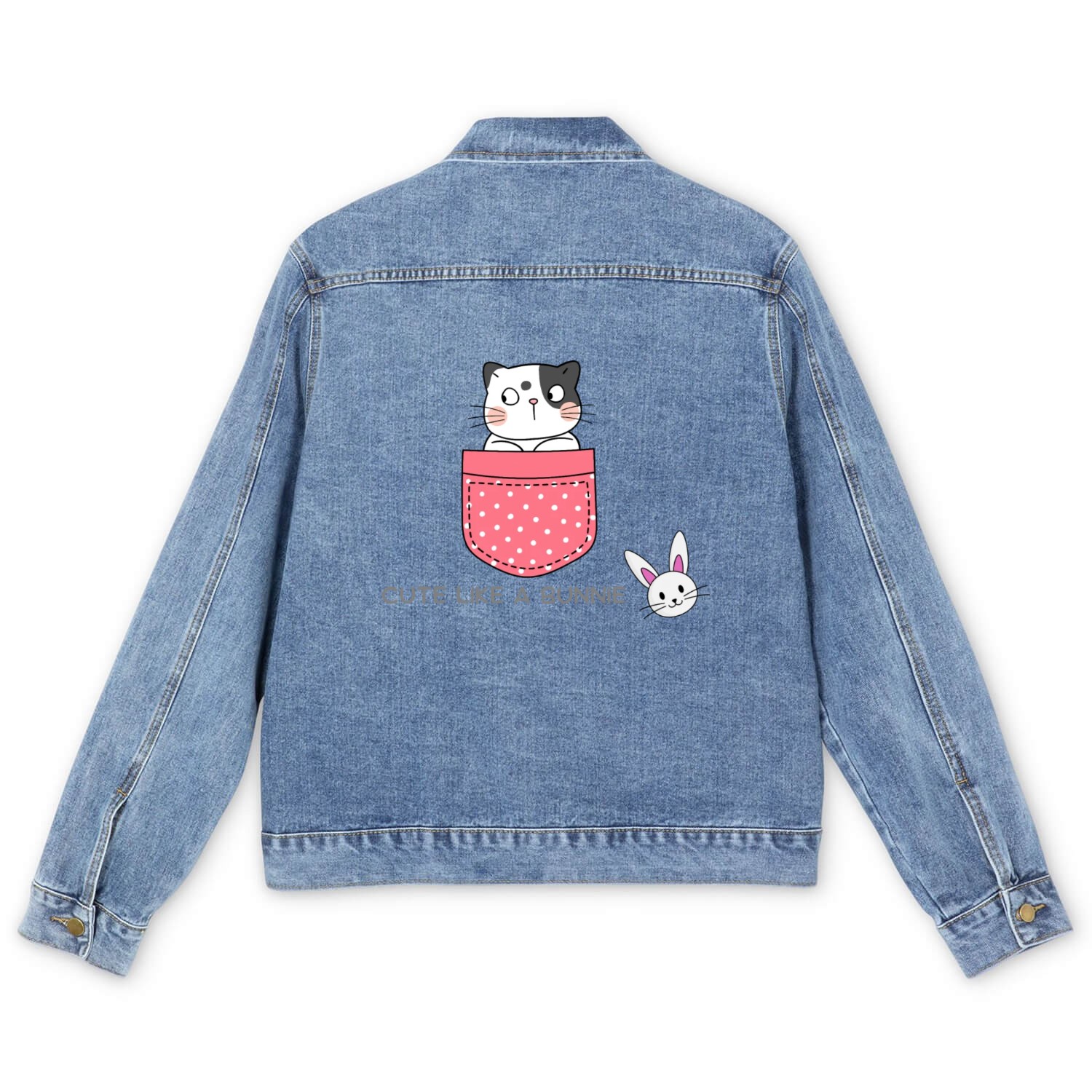 Cute Bunnie | Kitty Love Bunnie Men's Denim Jackets