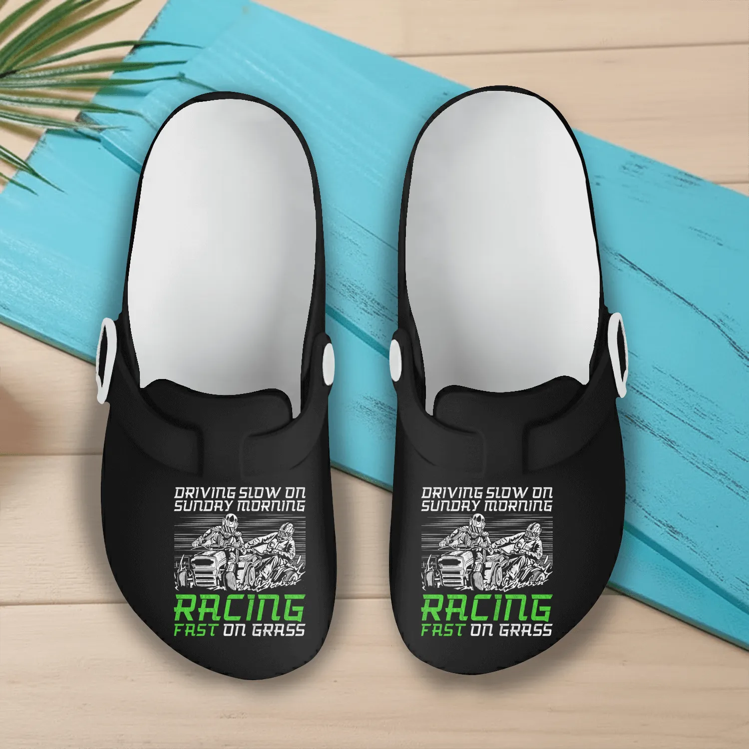 Lawn Mower Racing Lawnmower Slip On Clogs