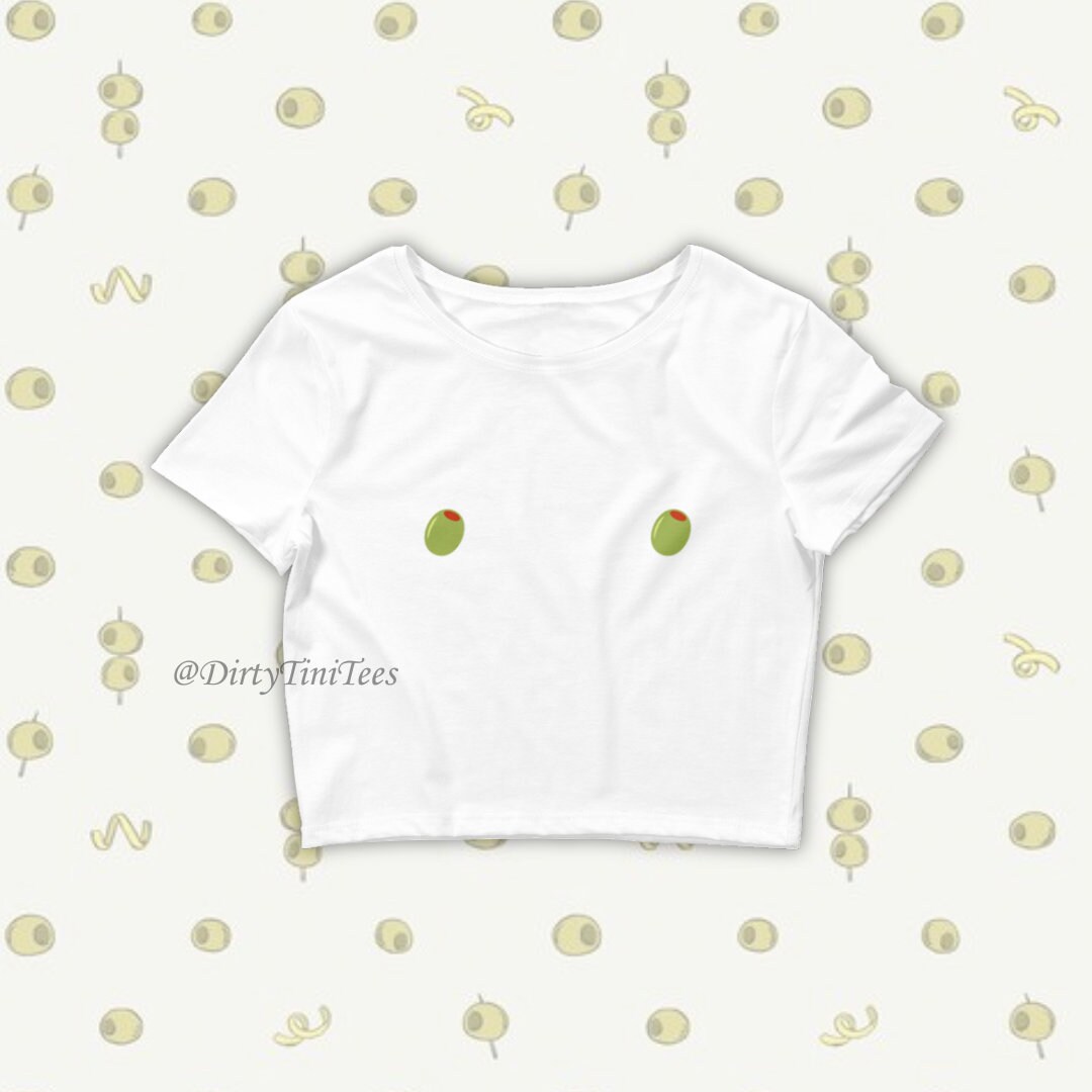 Mar(Tini) Nips Martini Olive Print Crop Top Bachelorette Party Best Friend Birthday Gift Group Halloween Costume