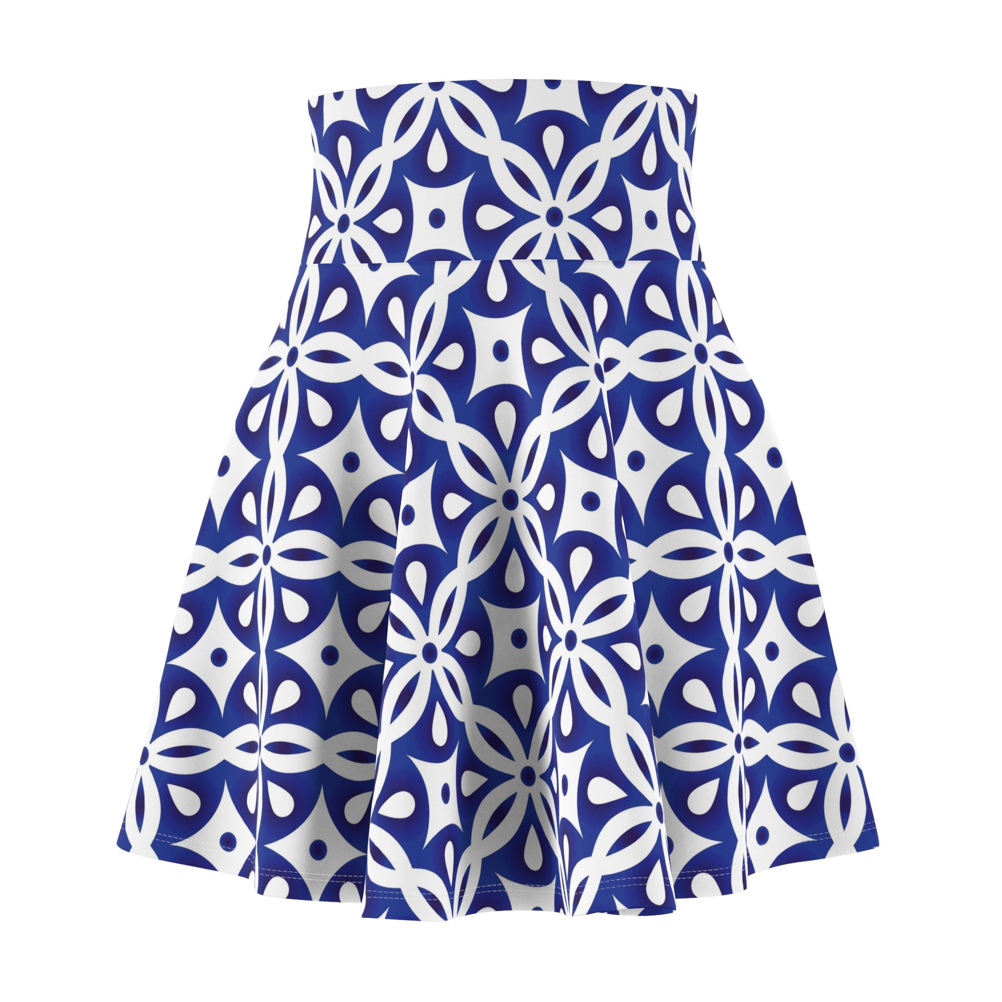 Blue and White Women's Skater Skirt