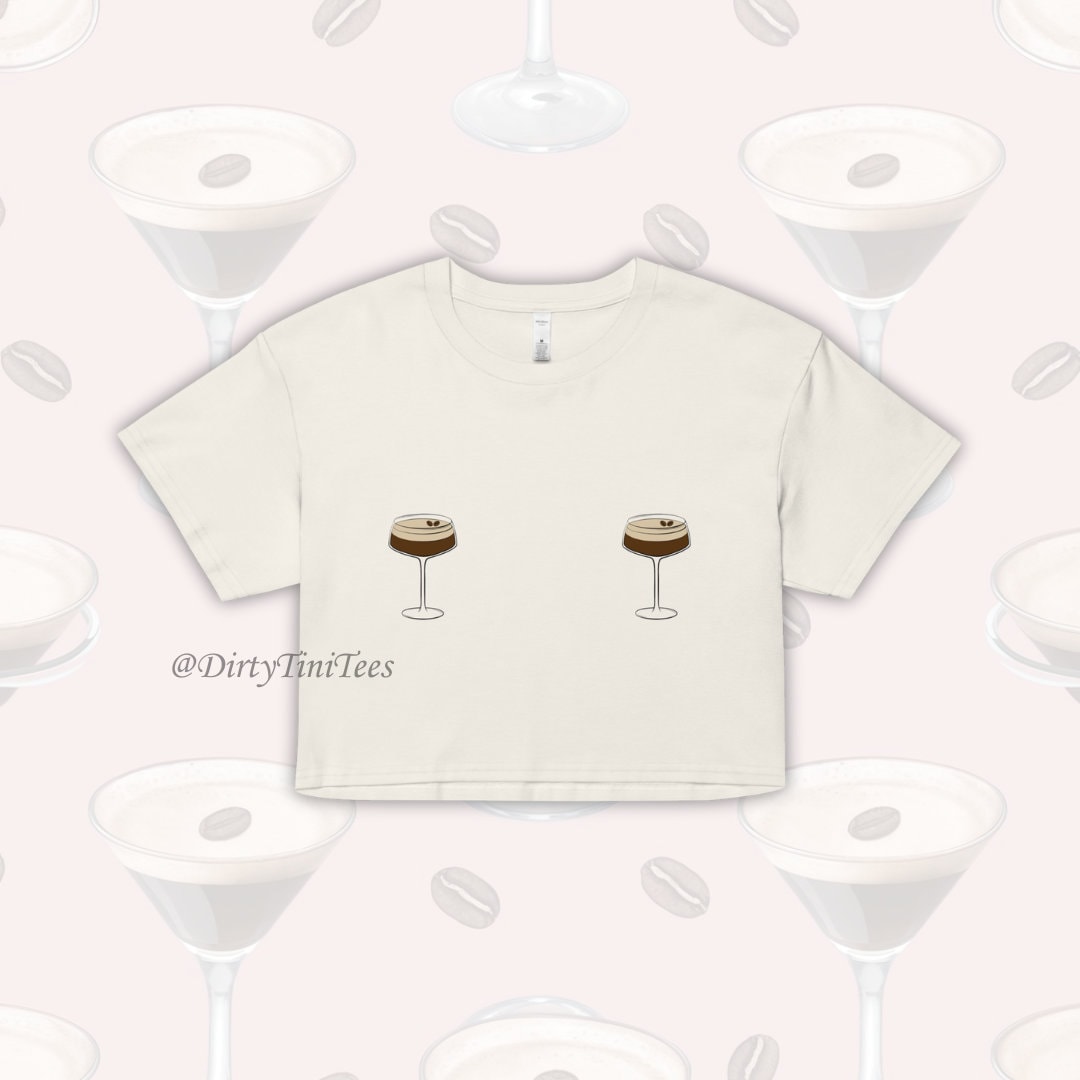 Espresso Martini Mar(tini) Nips Womens crop top Bachelorette Party Friend Birthday Gift Halloween Costume Summer Top Ecru White Pink Black