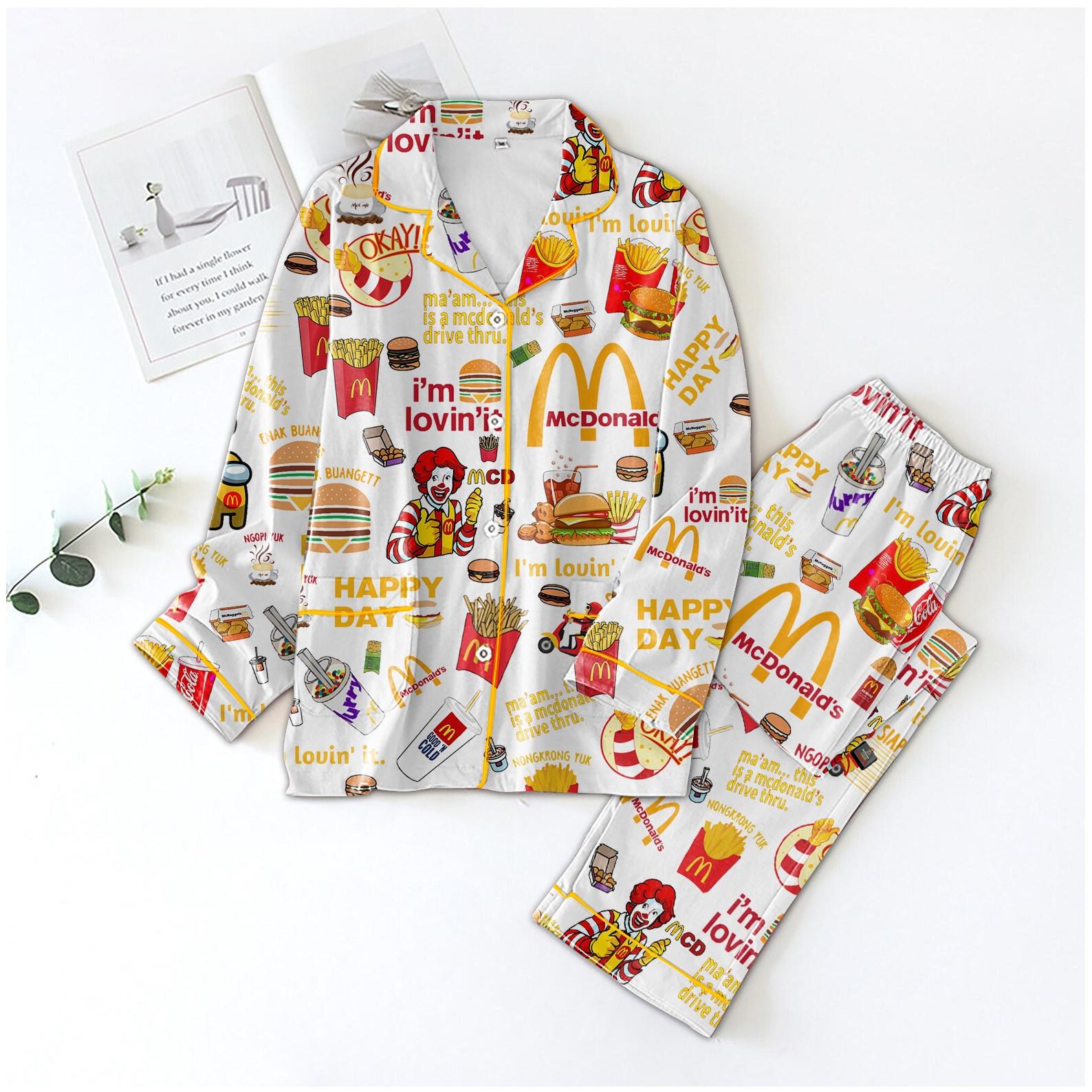 Mcdonald Pajamas Christmas, Mcdonald Womens Pajamas, Mcdonald Pajamas Family, Mcdonald Pajamas Set, Food Matching Pajamas For Her Him