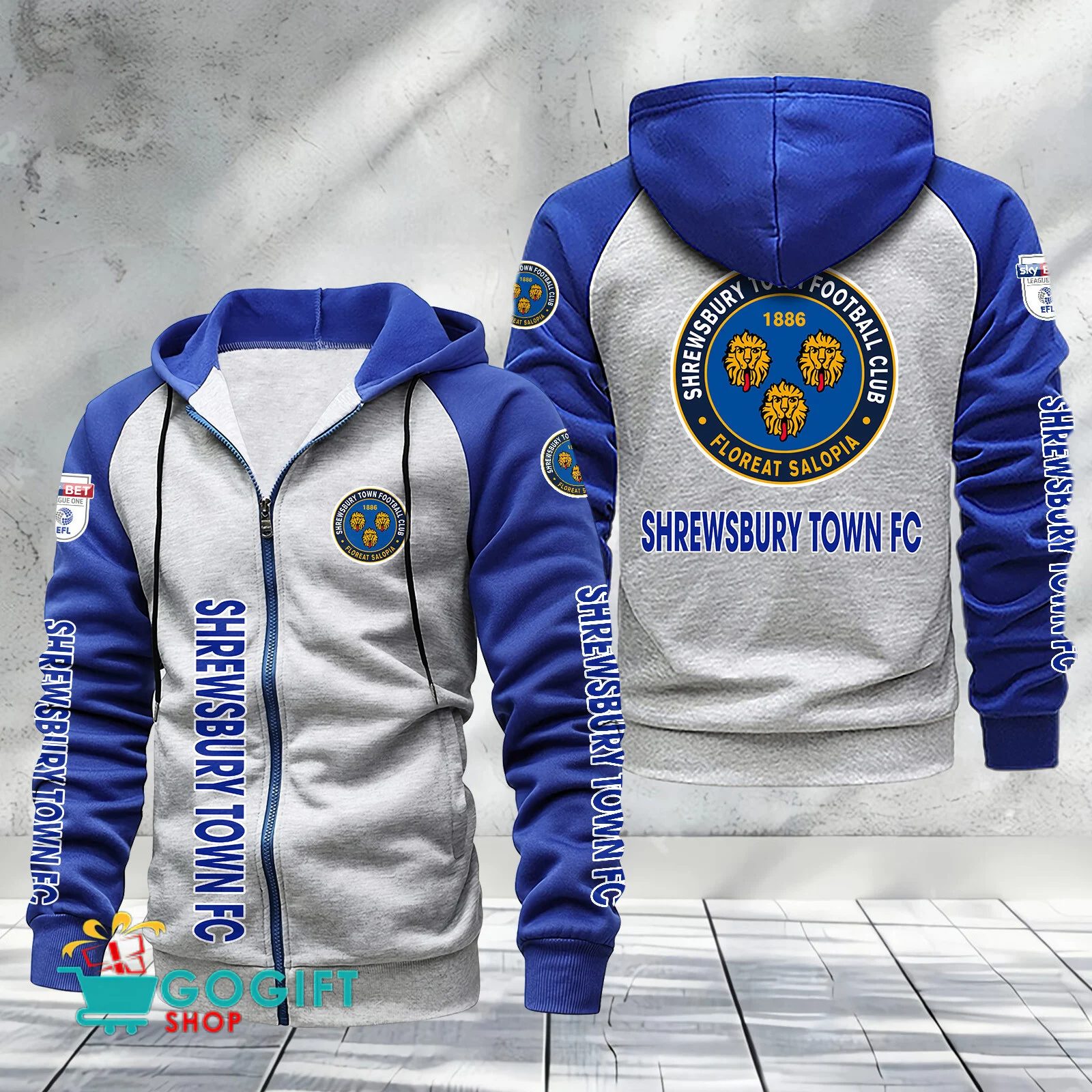 Shrewsbury Town FC Sporty Style Raglan Zipper Hoodie