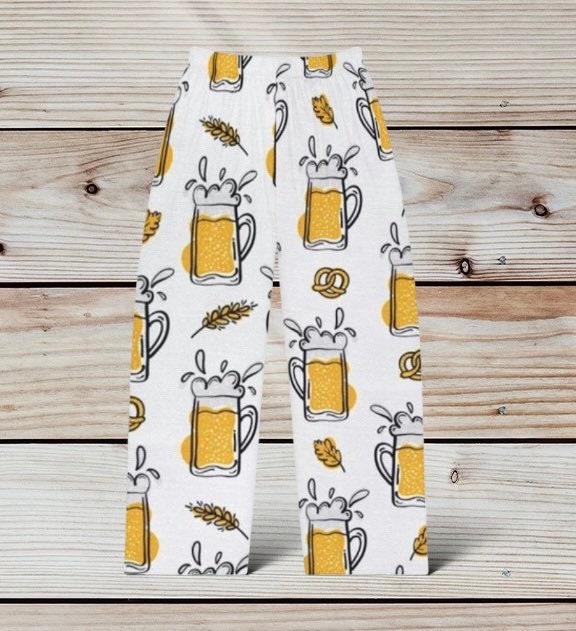 Women's Pajama Pants beer themed, beer lovers lounge pants, beers mugs pj bottoms, ladies beer pj bottoms