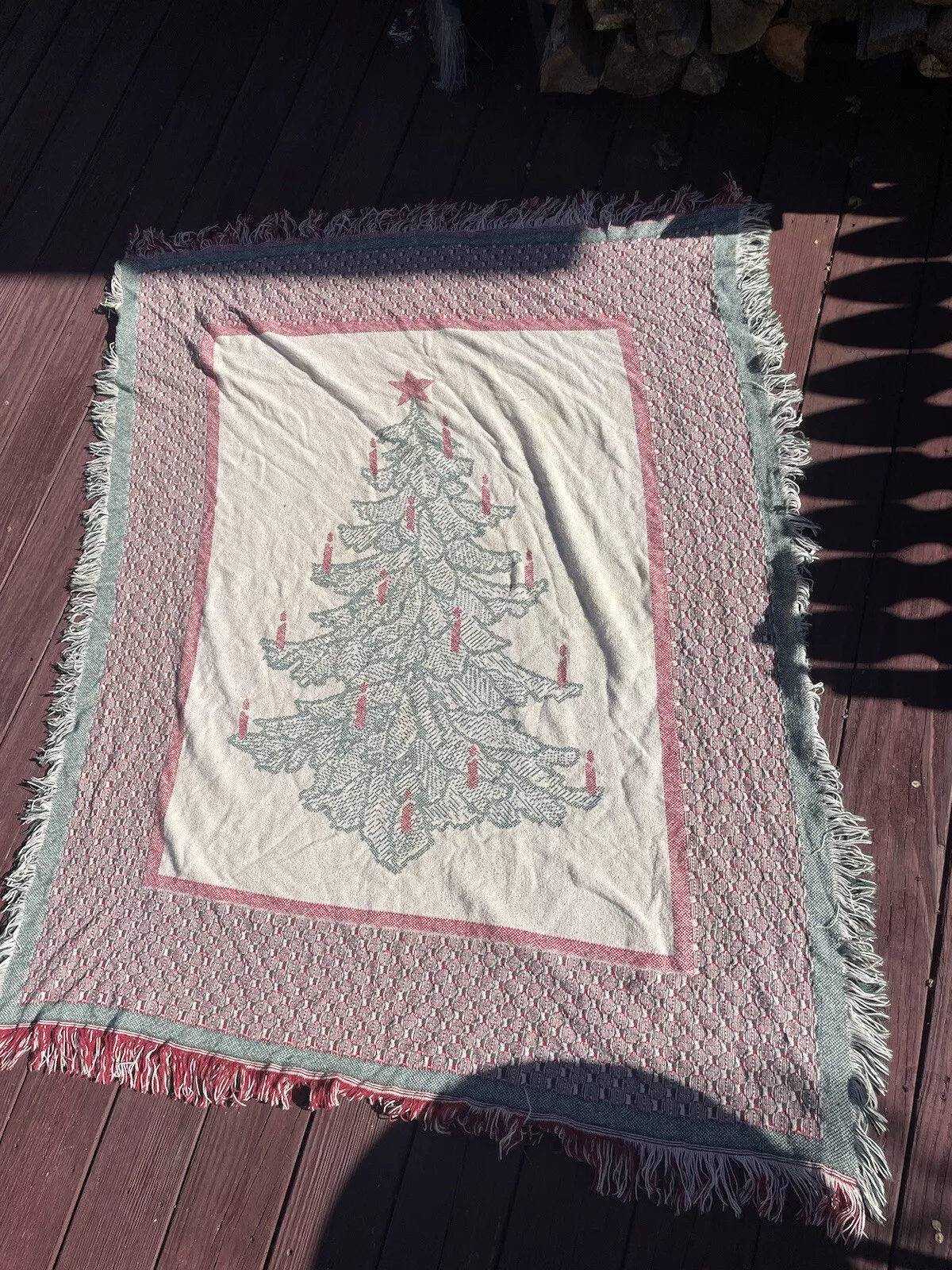 Christmas Holiday Woven Blanket Christmas Tree 48x62”