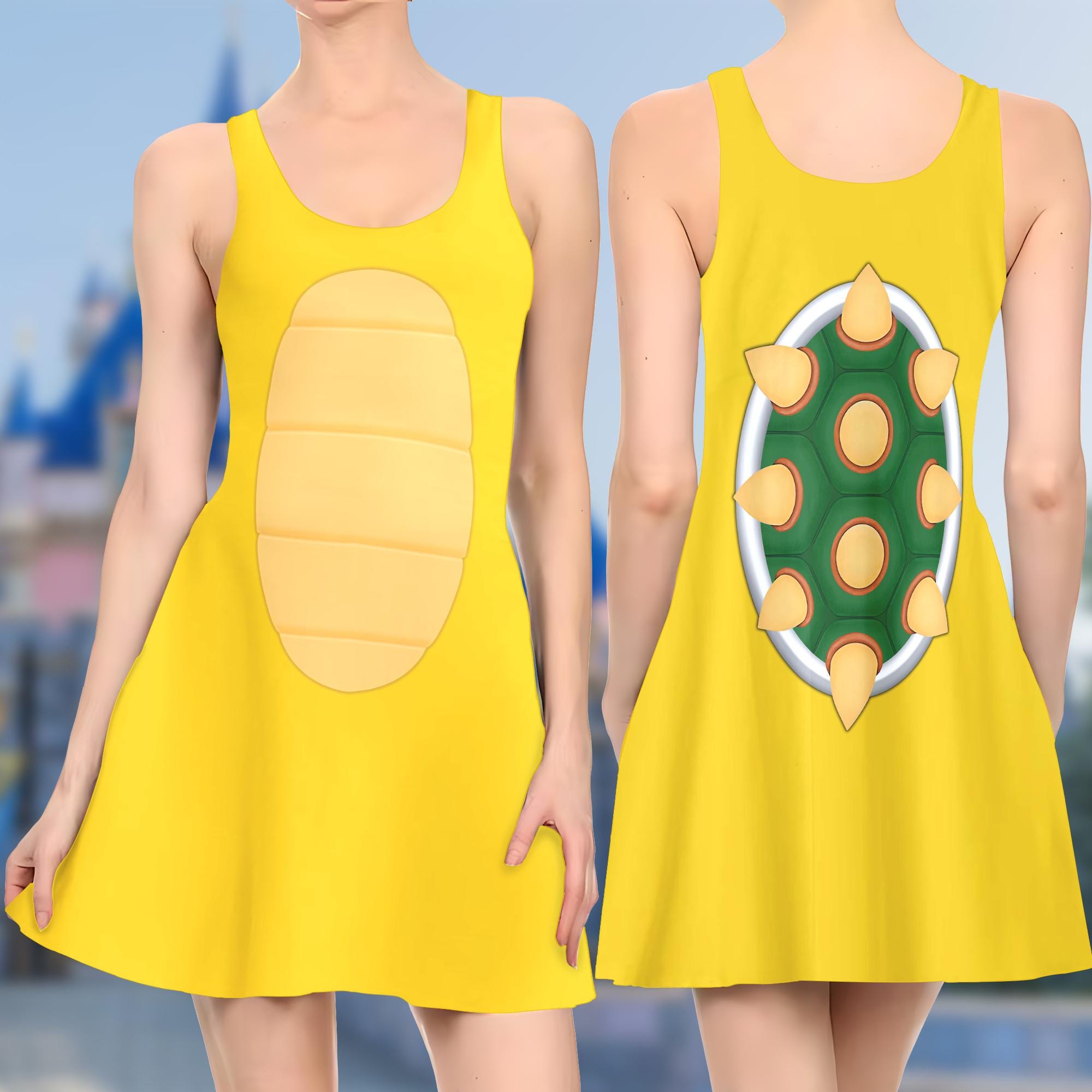 Turtle Bowser Skater Dress, Gaming Lover Series Game Dress, King Koopa Dress, Video Game Game Dress, Turtle Bowser Dress Gift, Gift For Mom