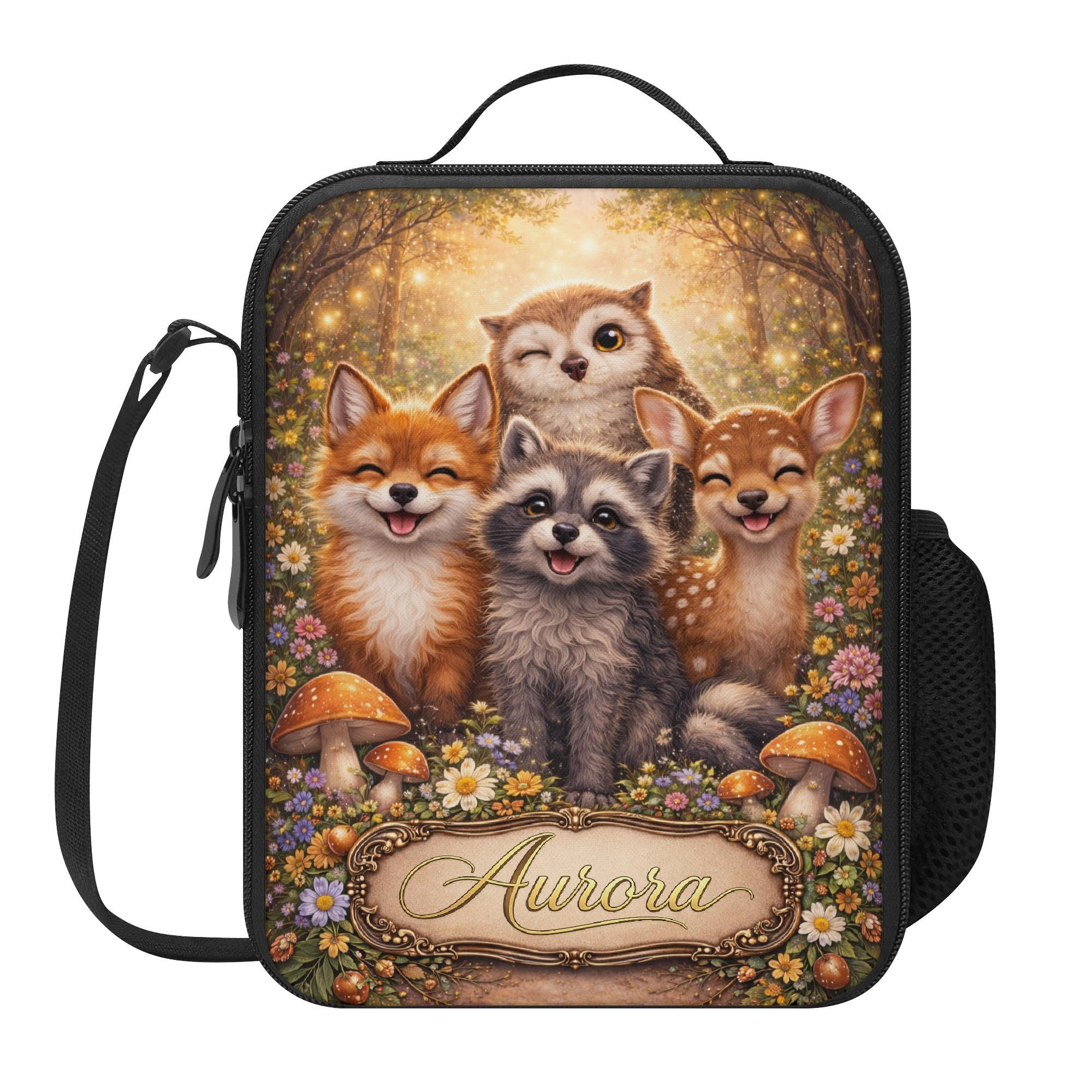 Cute Woodland Animal Forest Lunch Bag for School Camp Boys & Girls