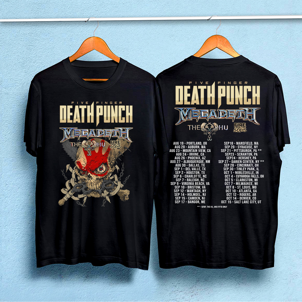 HOT TOUR Megadeth Five Finger Death Punch Tour 2022 T Shirt