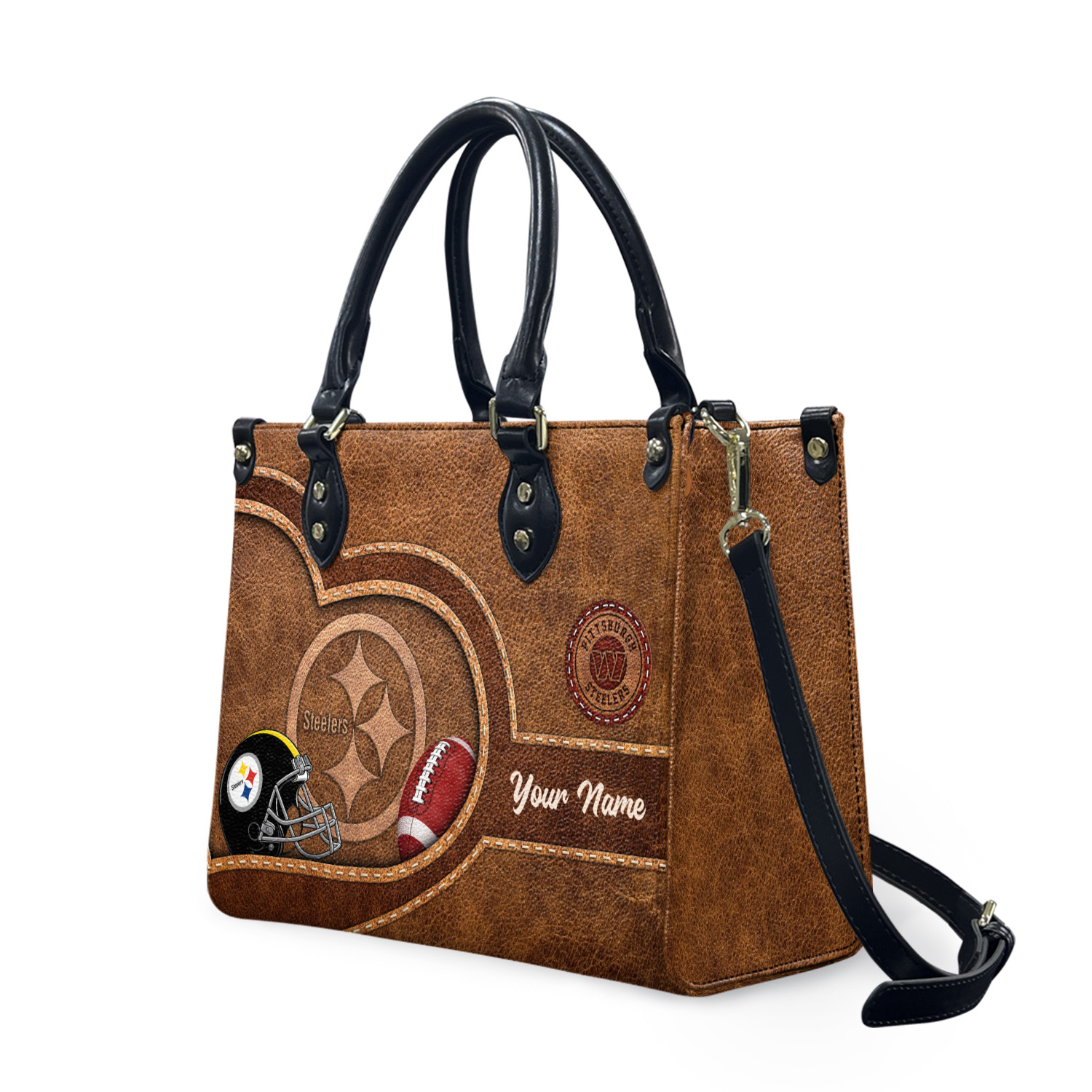 Personalized Pittsburghs Team Steelerss Football Bag, Leather Handbag