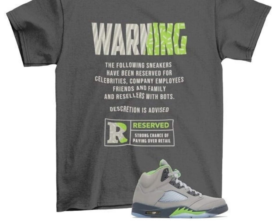 Warning Jordan 5 Green Bean Matching Sneaker Tee