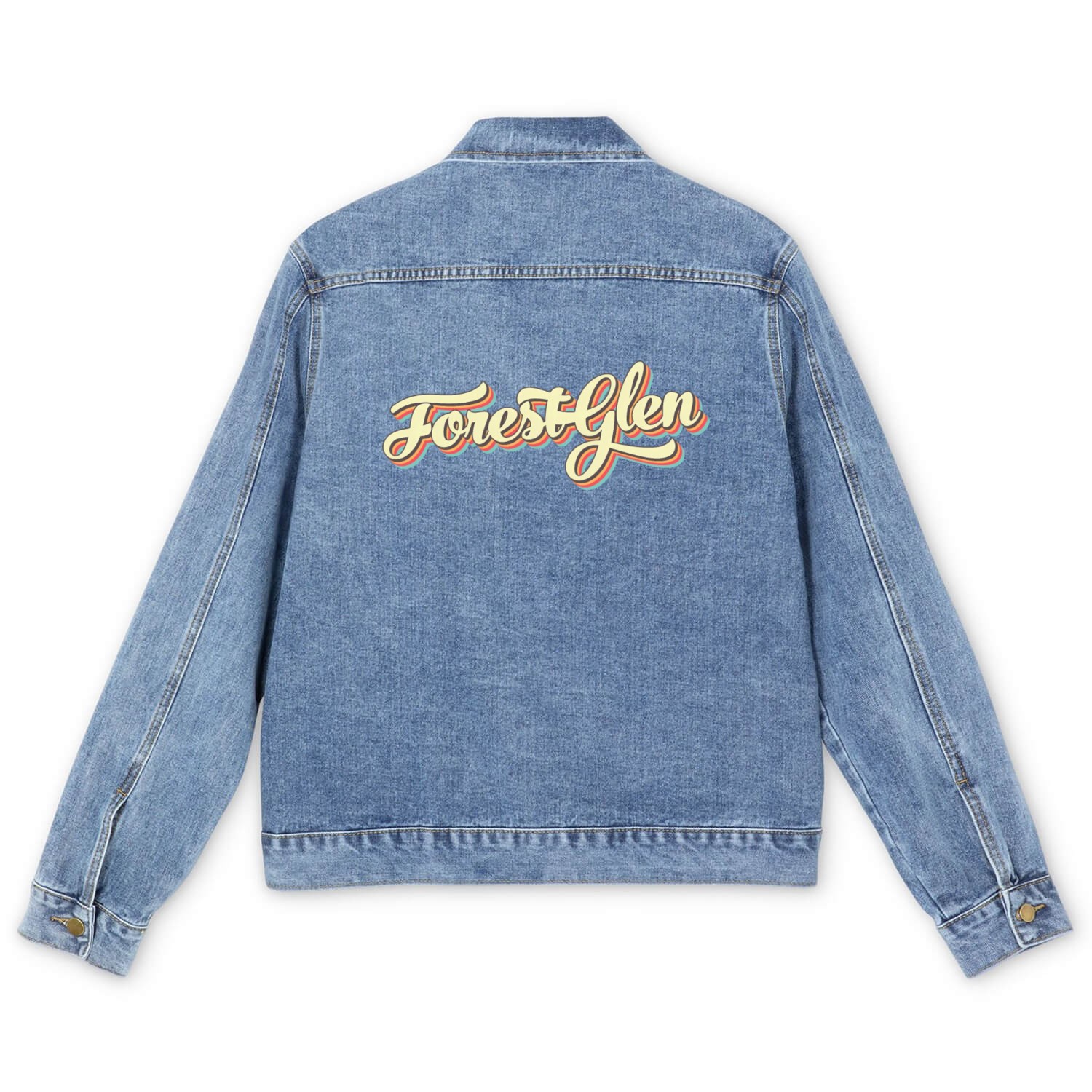 Forest Glen Baseball Font Men's Denim Jackets