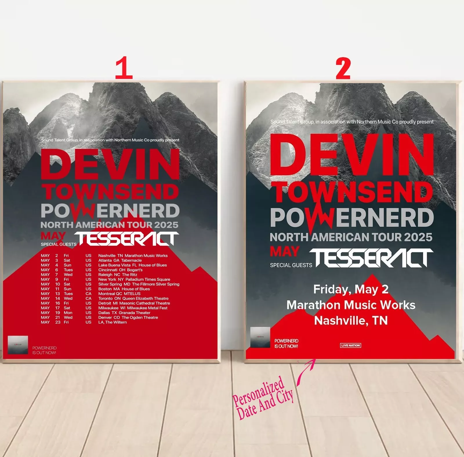 Custom DEVIN TOWNSEND North American 2025 Tour Poster