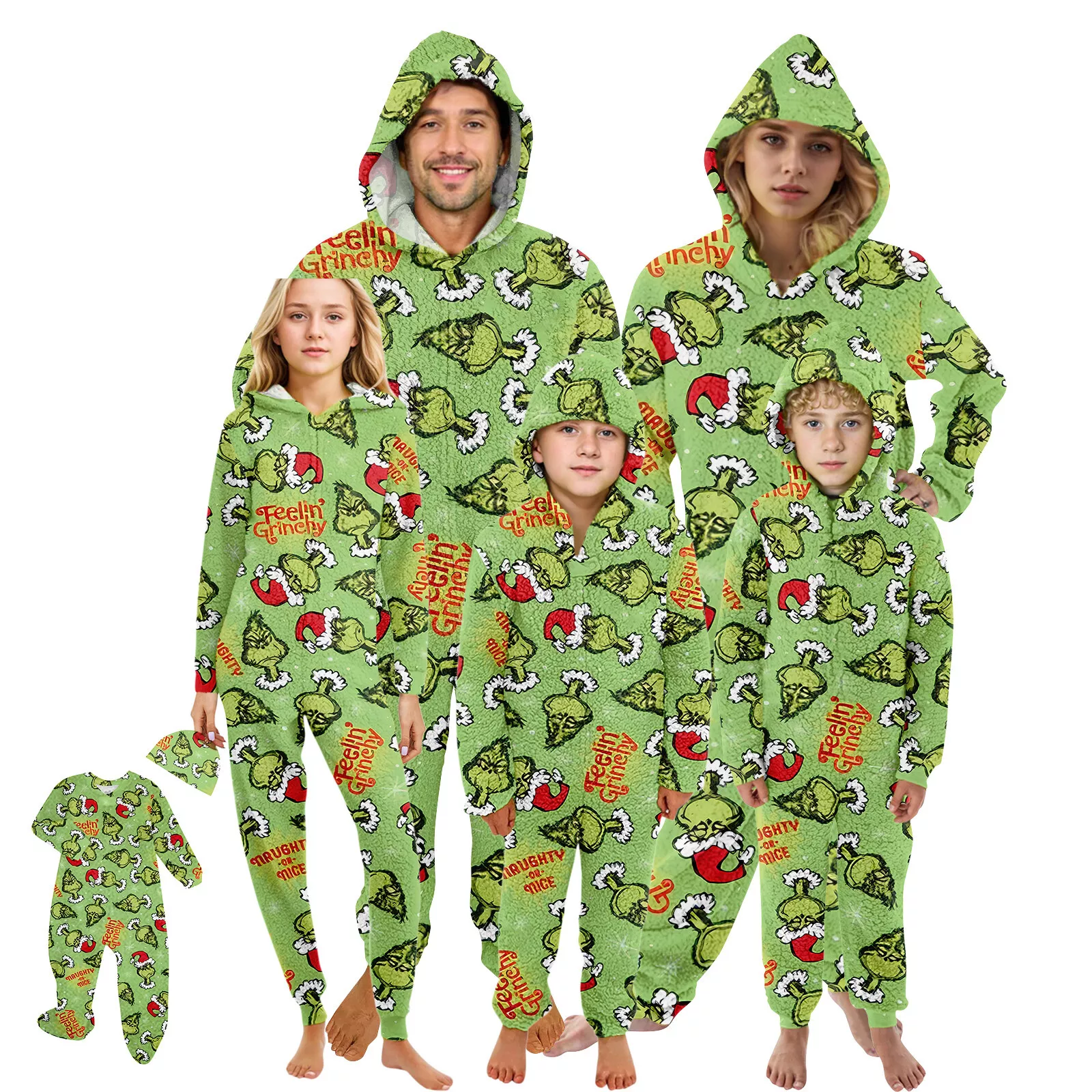 Funny Character Hooded Jumpsuit | Christmas Pajama Outfits | Family Matching Pajamas
