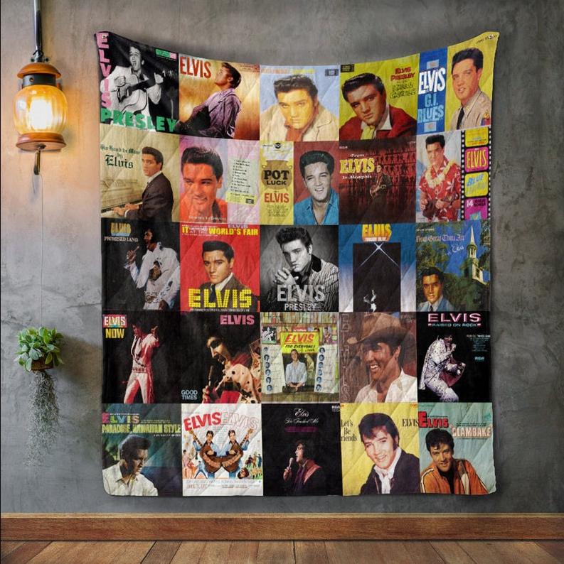 Elvis Presley Sherpa Fleece Blanket, Quilt, Christmas Blanket for Home & Living