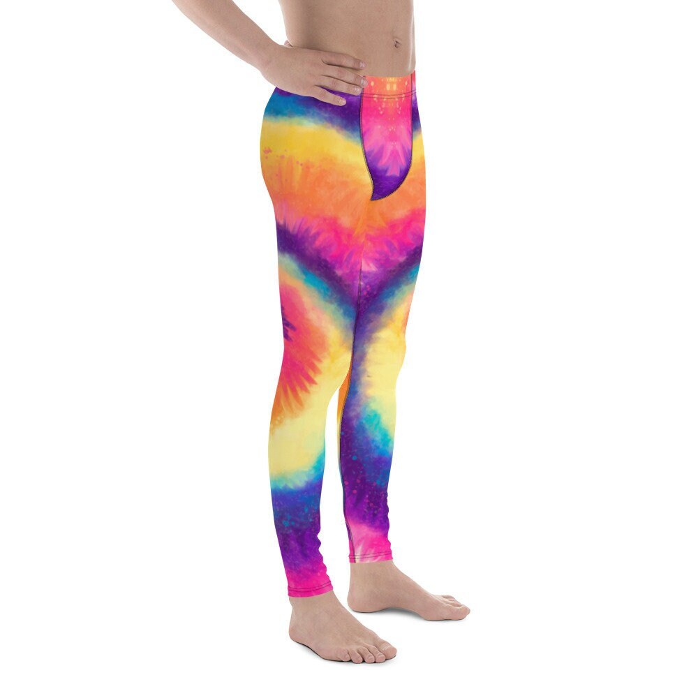Colour Burst Tie Die Print Men's Leggings