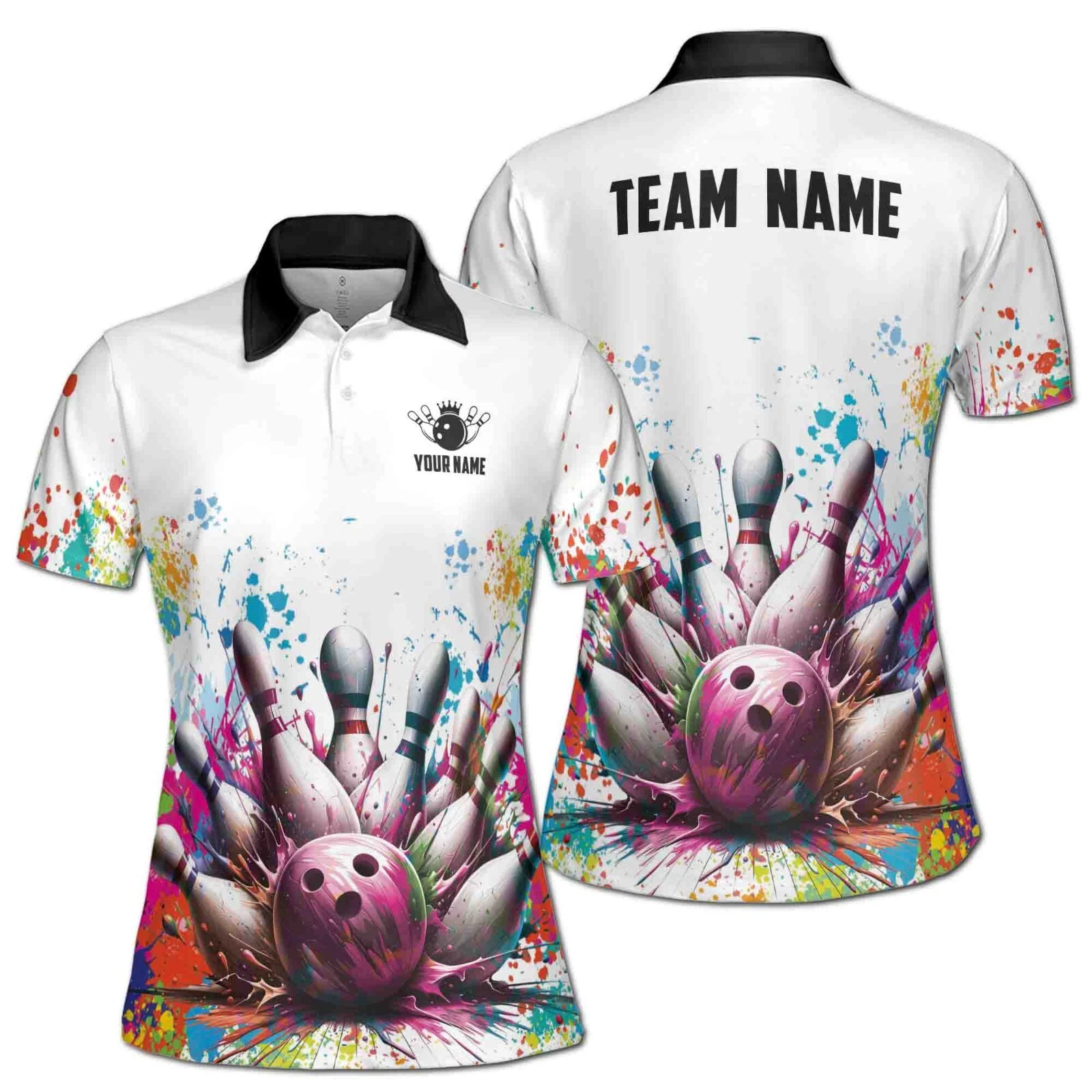 Women's Personalized Colorful Spatter Polo Shirt