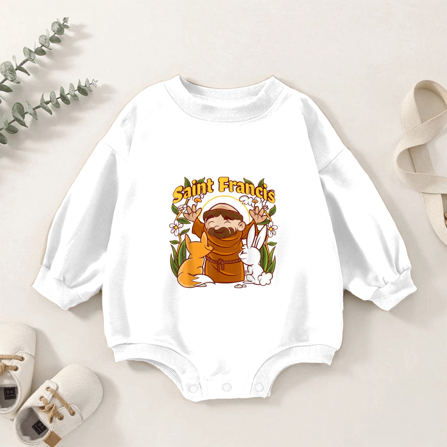St Francis of Assisi Patron Saint of Animals Catho Baby Romper Sweatshirts