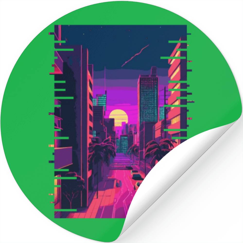 Japanese City Indie Aesthetic Glitch Art 80s 90s V Stickers
