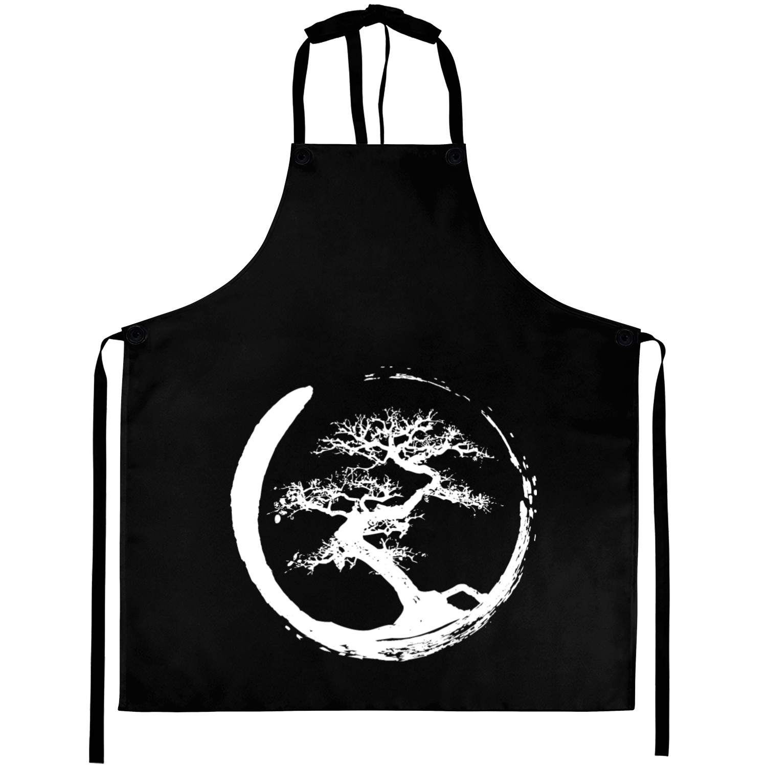 Zen Bonsai Tree in Enso Circle (white) Aprons