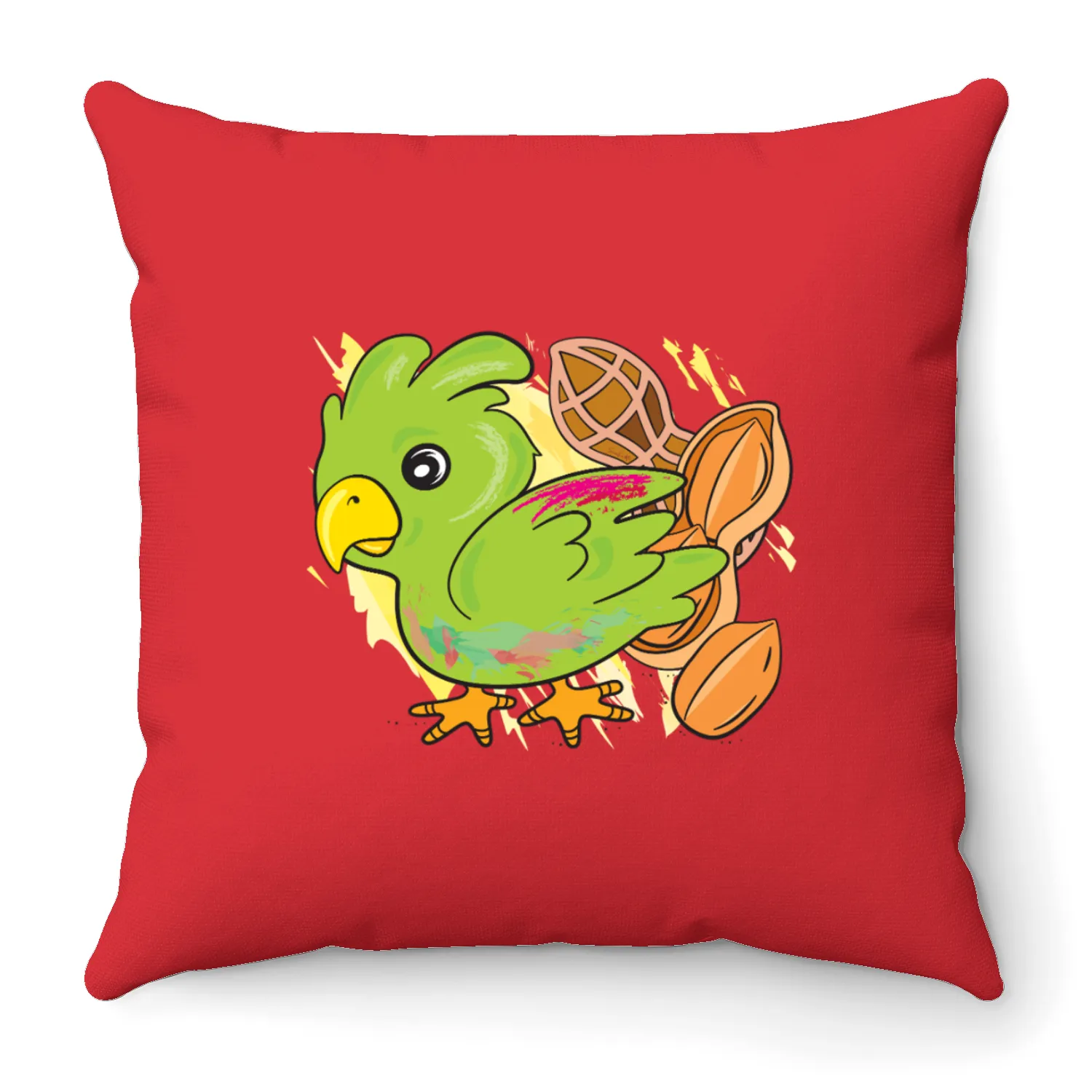 The Green Parrot Throw Pillows