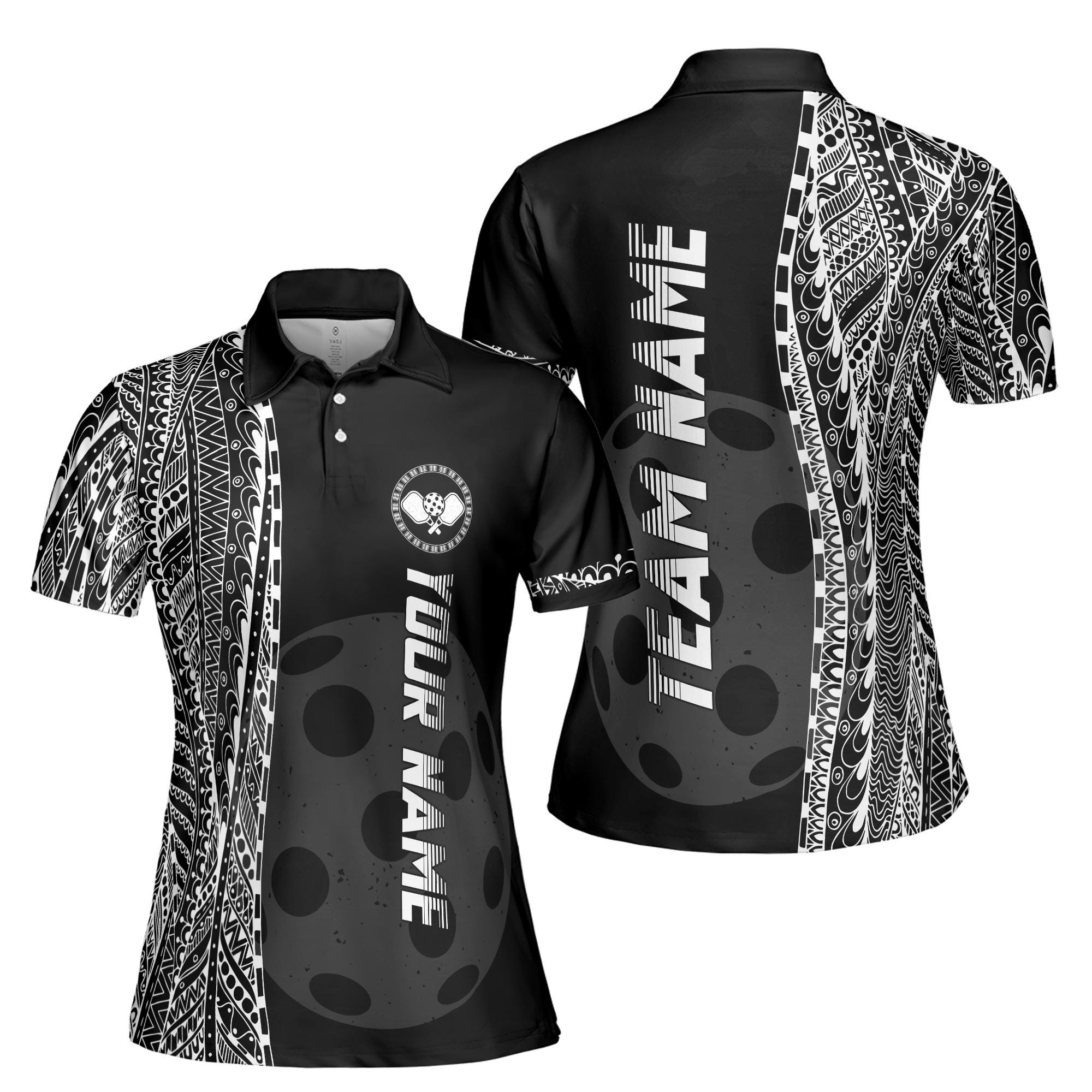Personalized Name Viking Tribal Art Pickleball Team Women's Polo Shirt