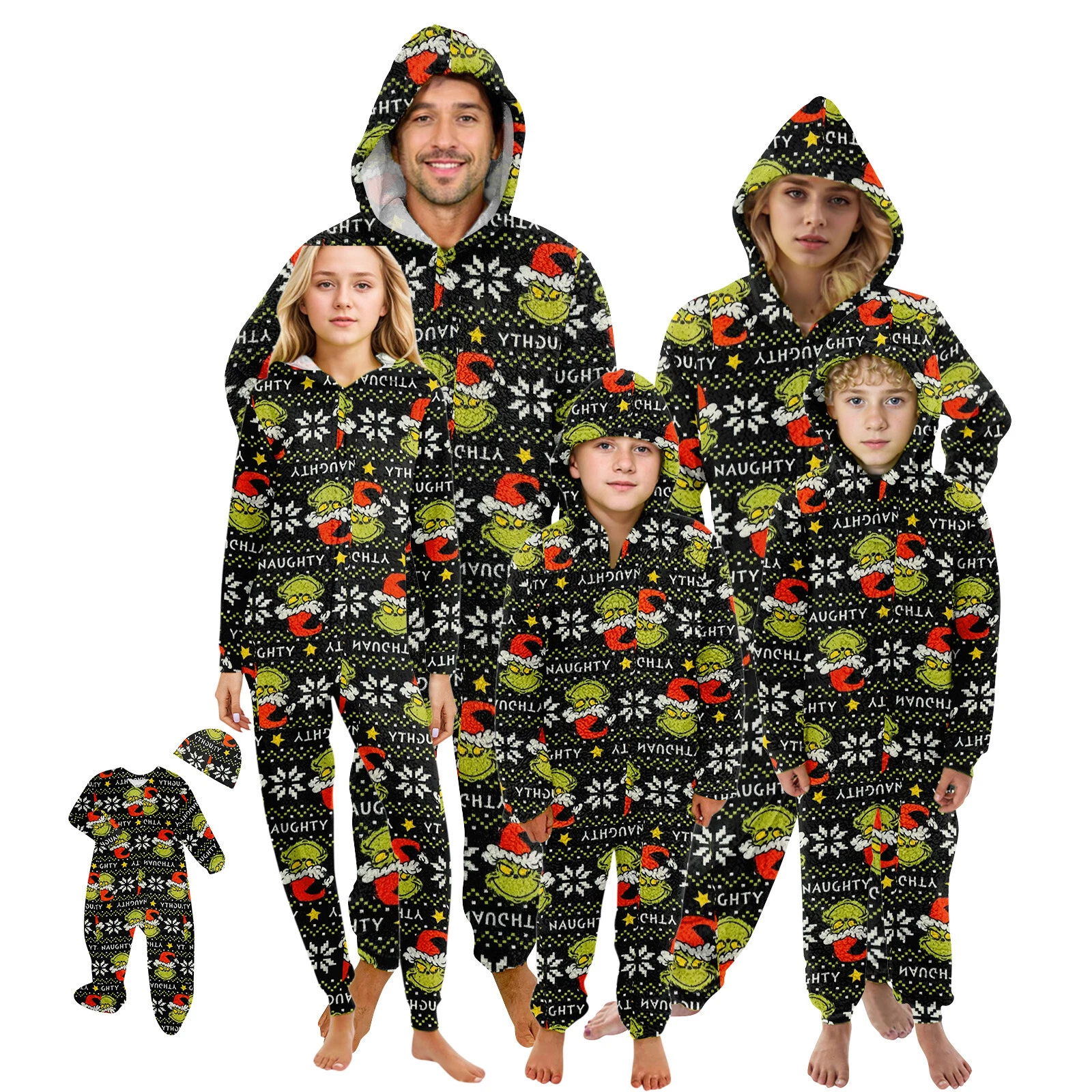 Funny Character Hooded Jumpsuit | Christmas Pajama Outfits | Family Matching Pajamas