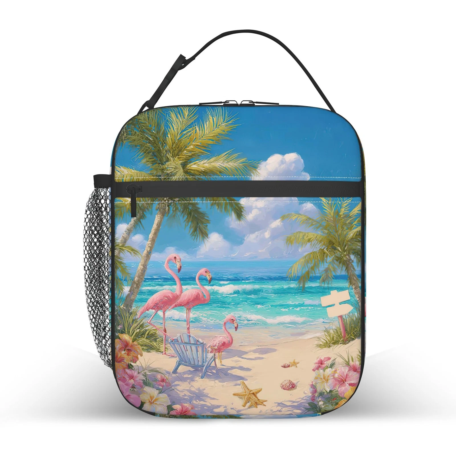 Tropical Flamingo Beach Kids Lunch Bag for Boys and Girls