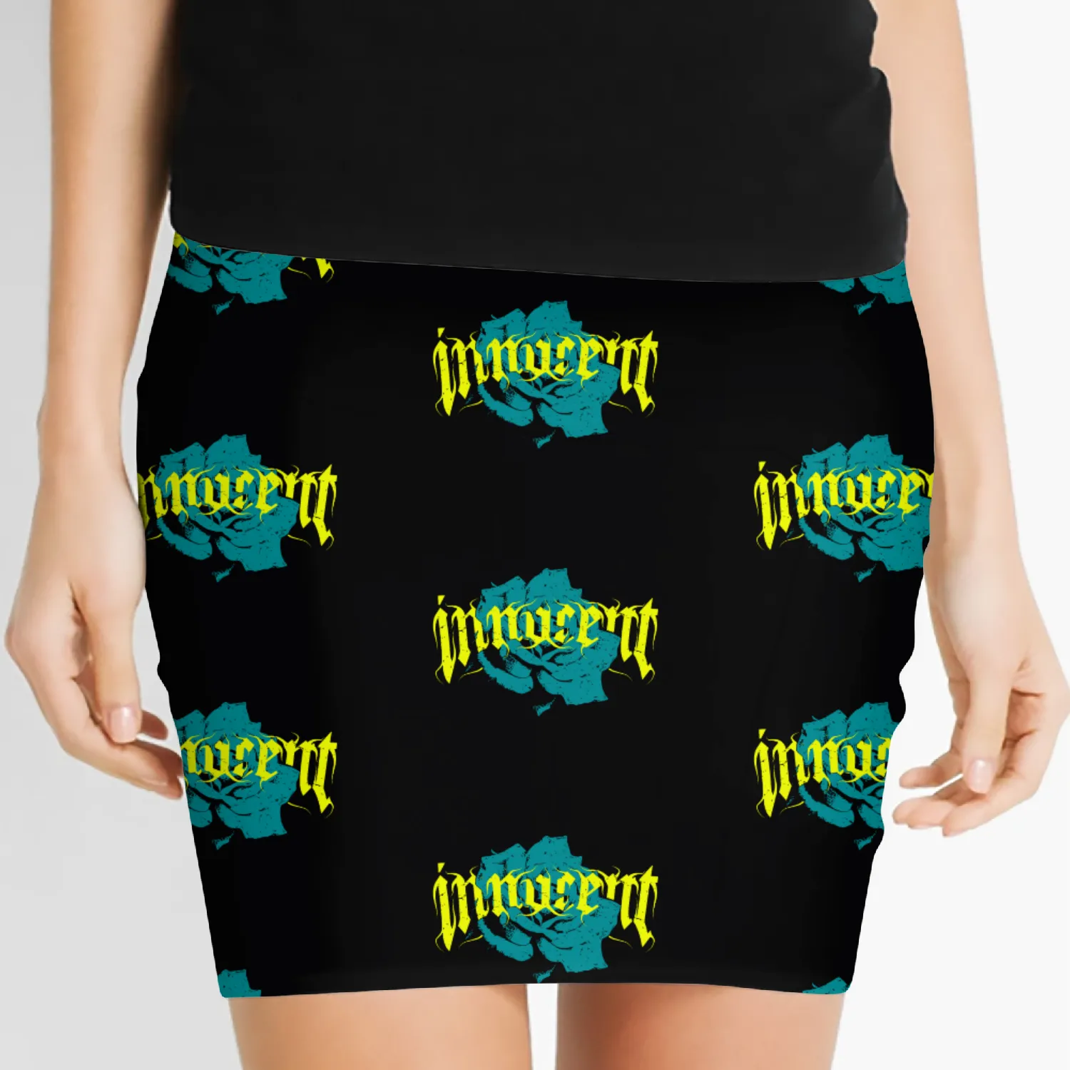 Innocent With Flower Vintage Text Design Women's Mini Skirts