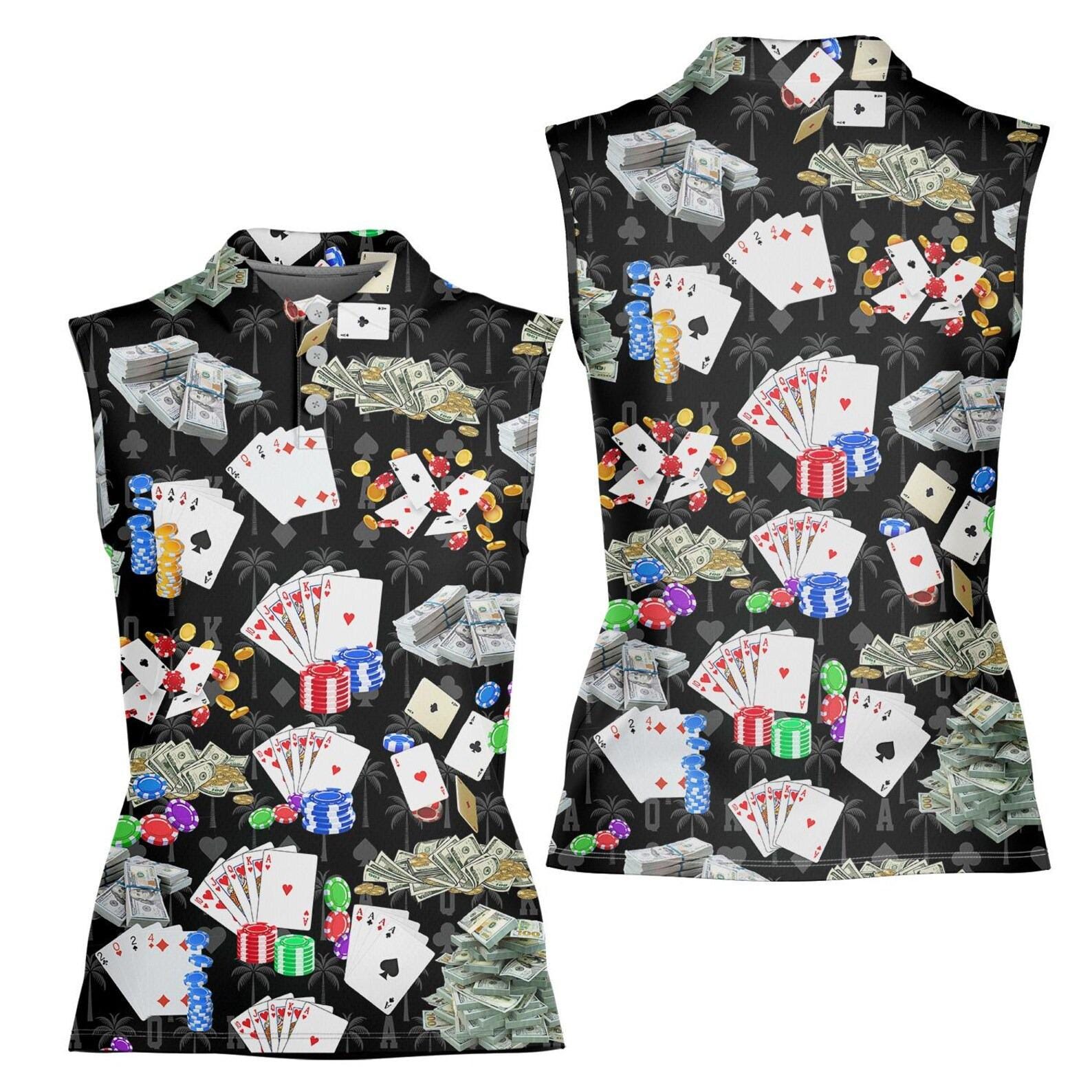 Women's Sleeveless Poker & Card Game Polo Shirt for Golf and Casual Wear