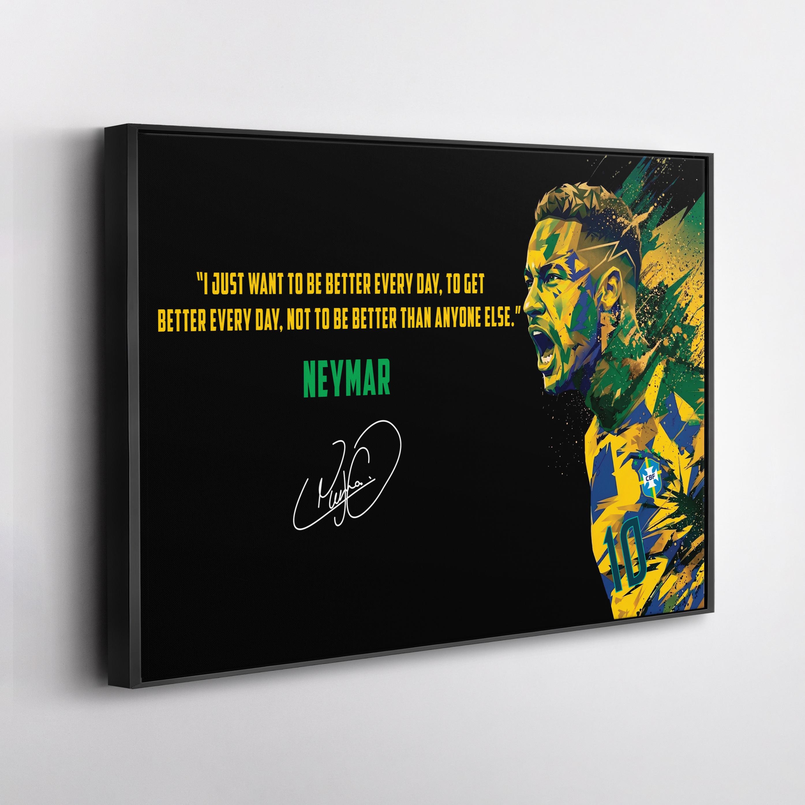 Neymar Jr Canvas Wall Art, Brazil Football Decor, Motivational Quote Print, Sports Poster Style, Fan Gift