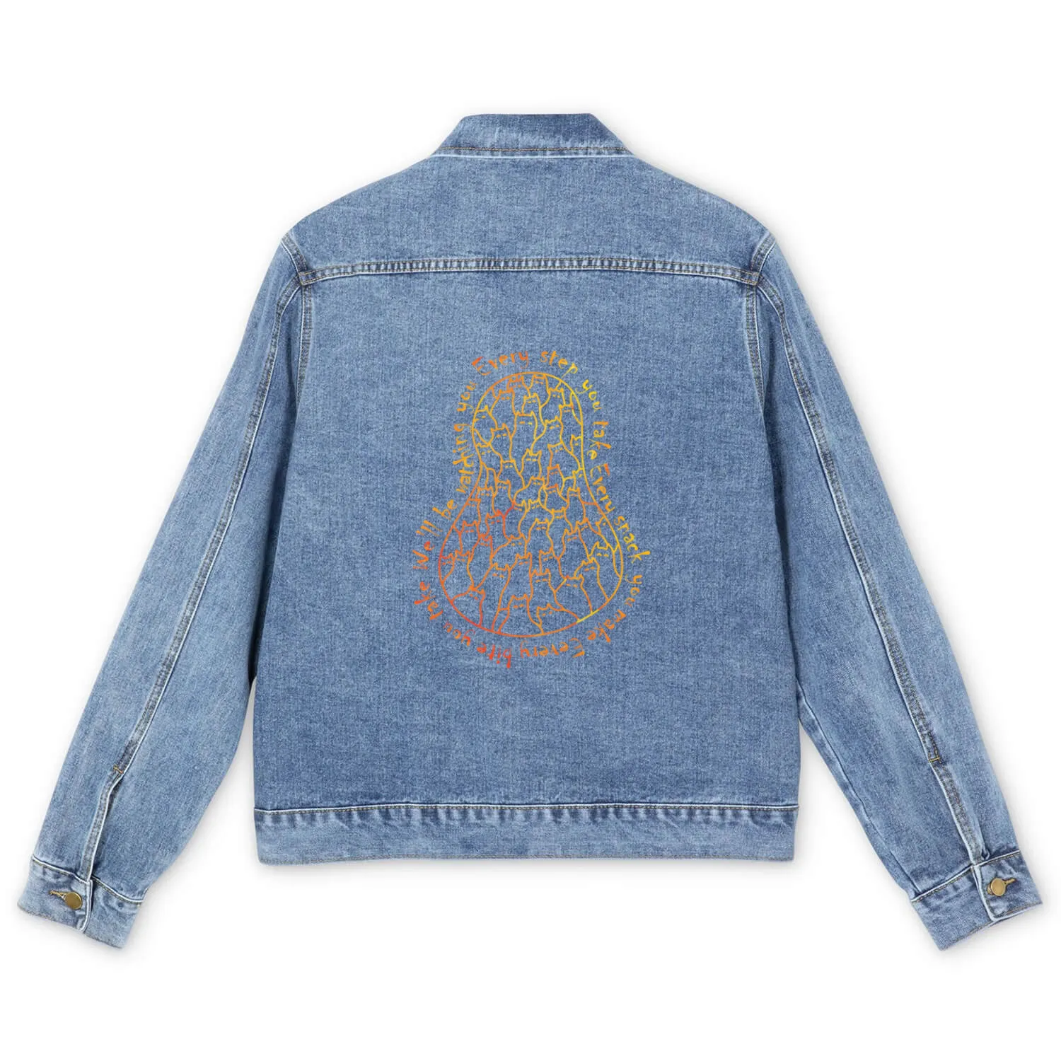 Cats watching every step you take, every snack you Men's Denim Jackets