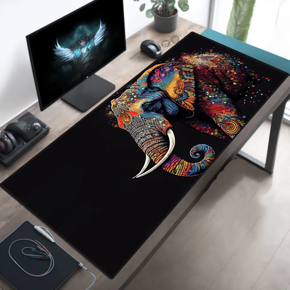 Dazzling Elephant Desk Mat Cute, XL Mouse Pad, Large Desk Mat Pad