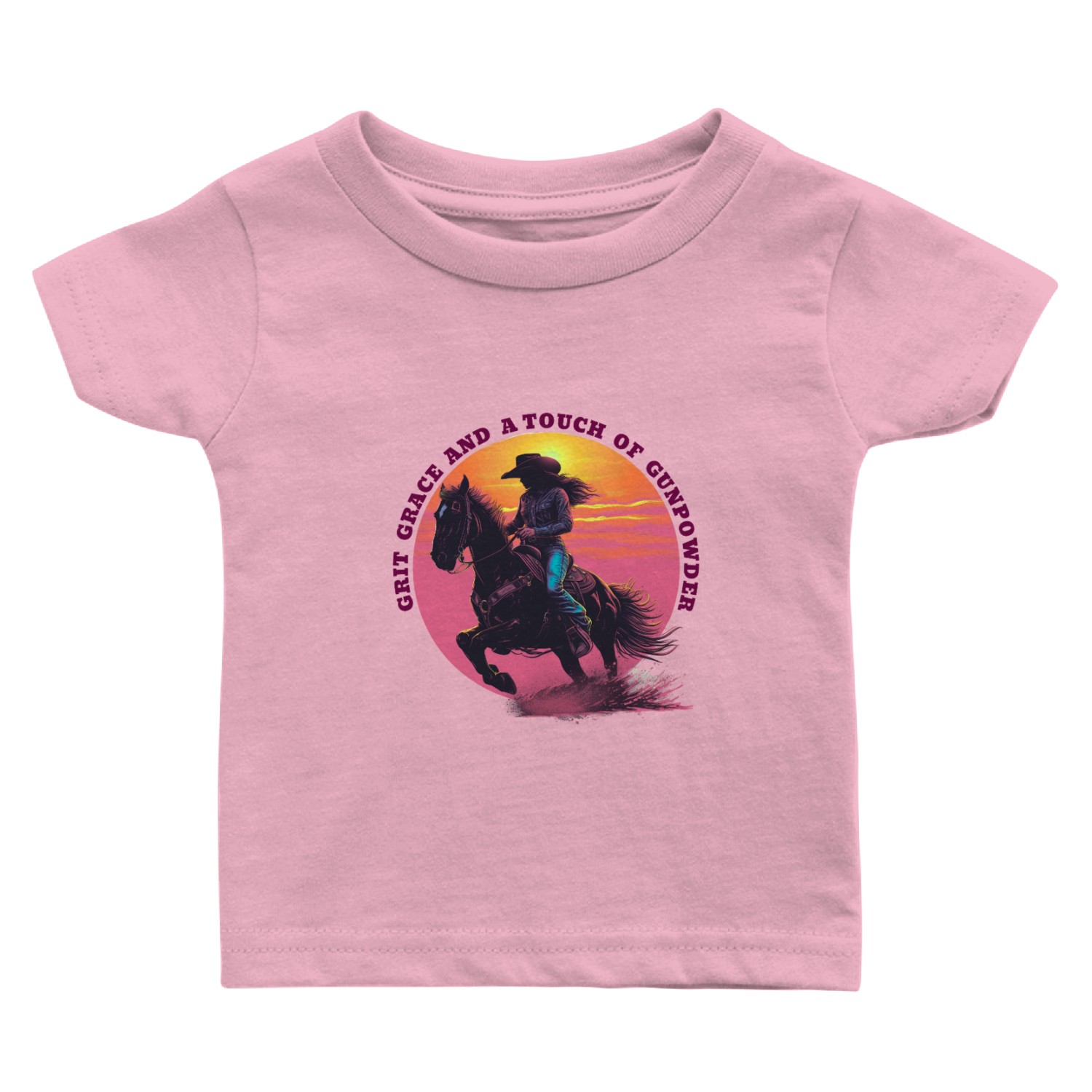 Cowgirl Pride Sunset Scene Baby T Shirts