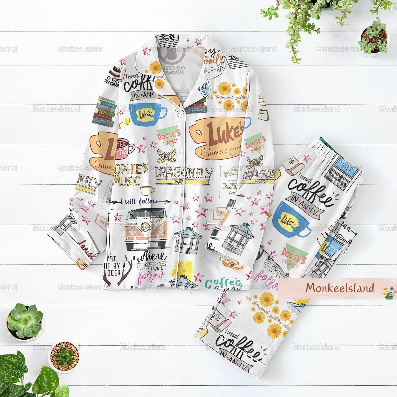 Stars Hollow Pajamas, Lukes Dinner Women Pajamas, Gilmore Girls Pajamas Set