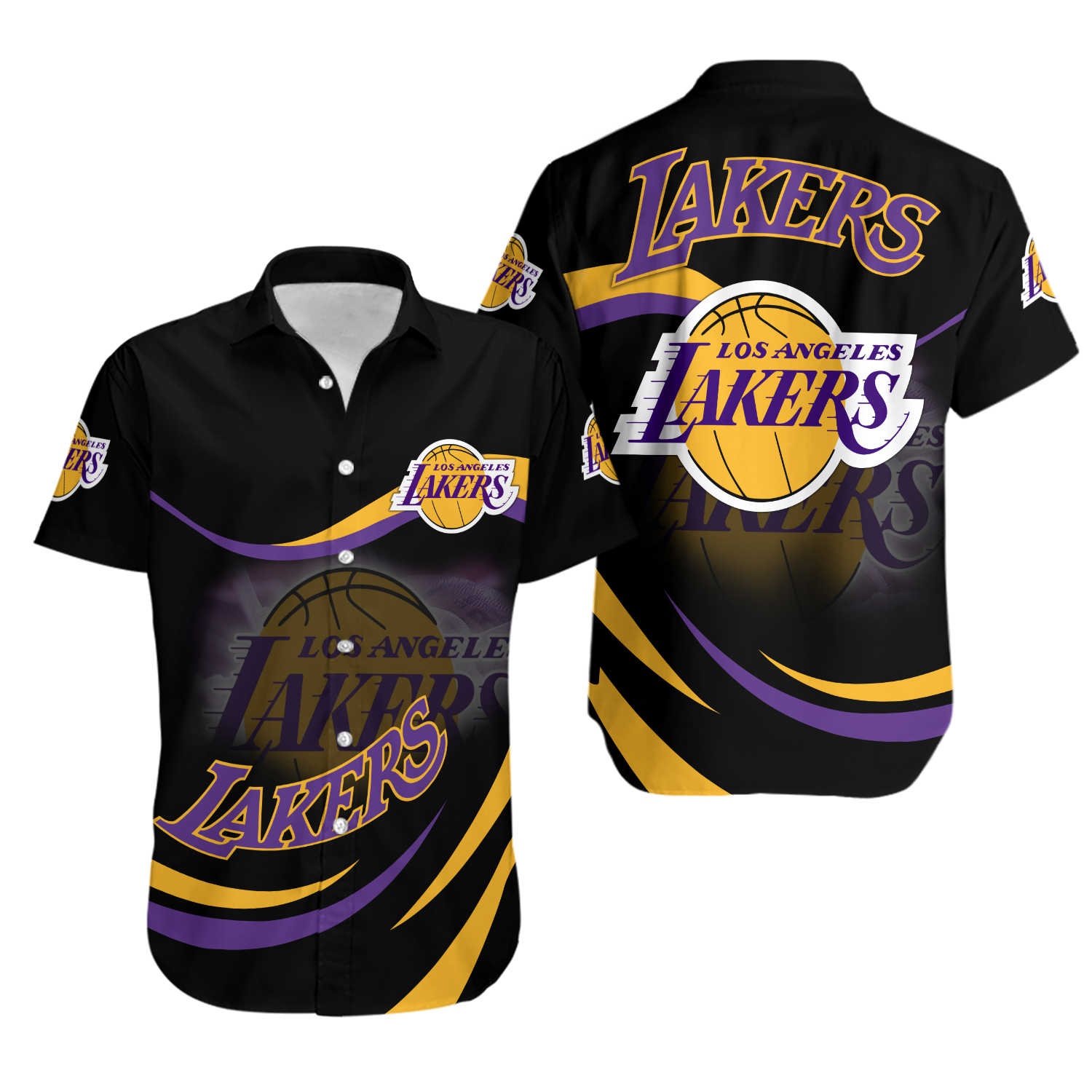 LA Lakerss Basketball Team Casual Shirt Button Down Unisex Adults