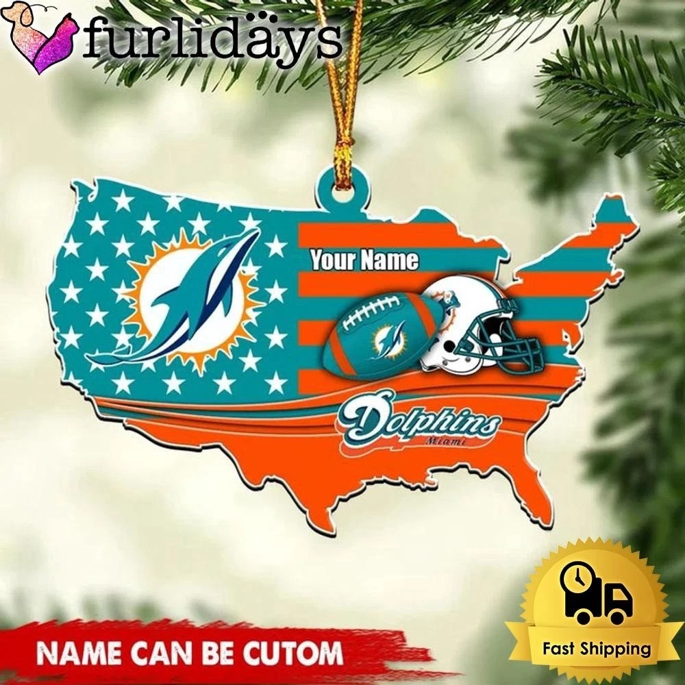Personalized Miami Football Team Dolphins Christmas Ornament Gift Decor