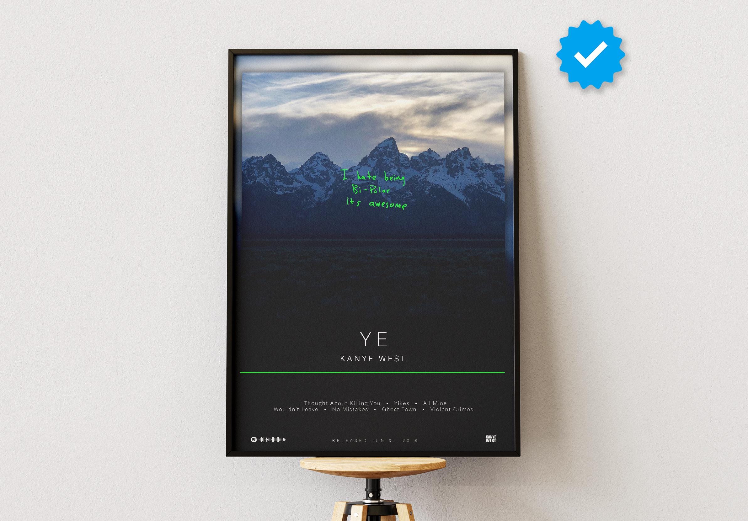 Kanye West Poster | Ye Poster | Album Poster Prints | Wall Decor Posters | Album Cover | Rap Music Poster