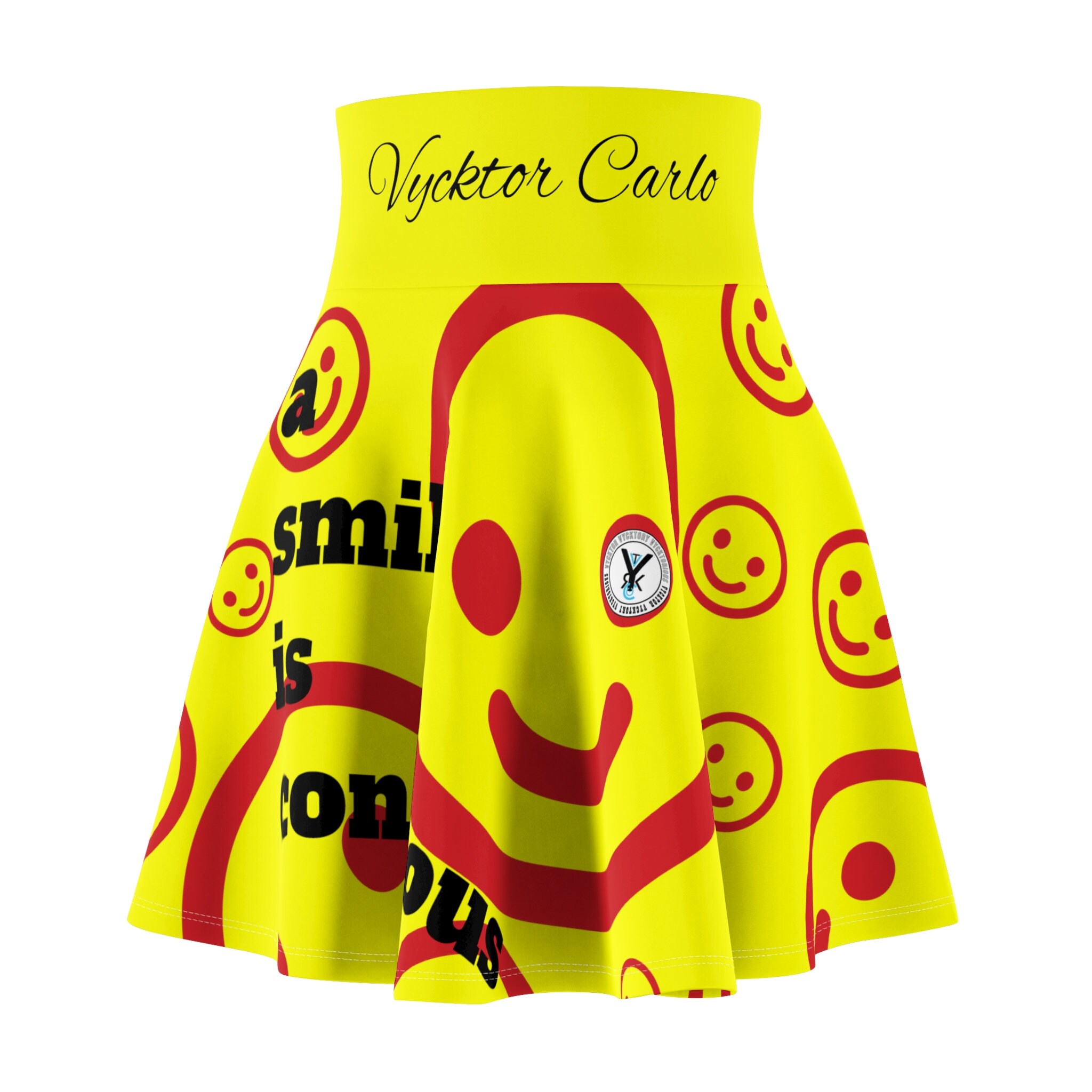 Juice Lightning "a smile is contagious" Women's Skater Skirt (AOP)