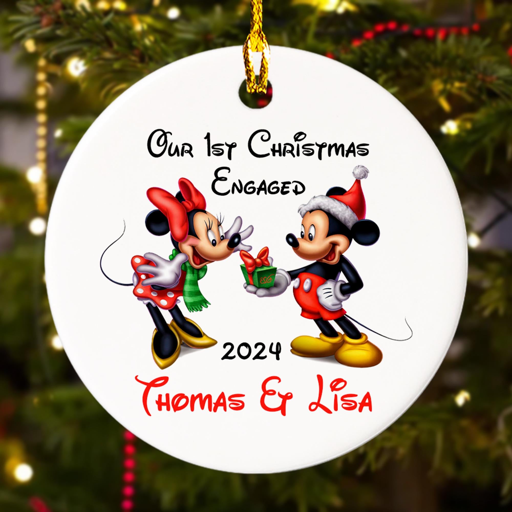 Personalized Mouse Couple Ornament, Our First Christmas Customized 2024 Christmas Tree Decor, Family Xmas Ornament, 1st Anniversary Gift