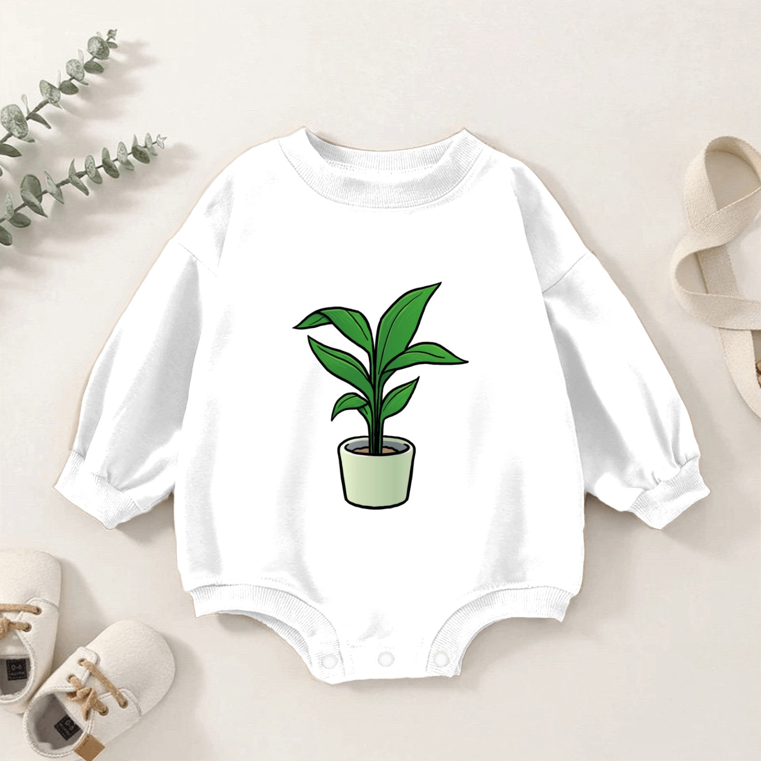 Cast Iron Pot Plant Baby Romper Sweatshirts