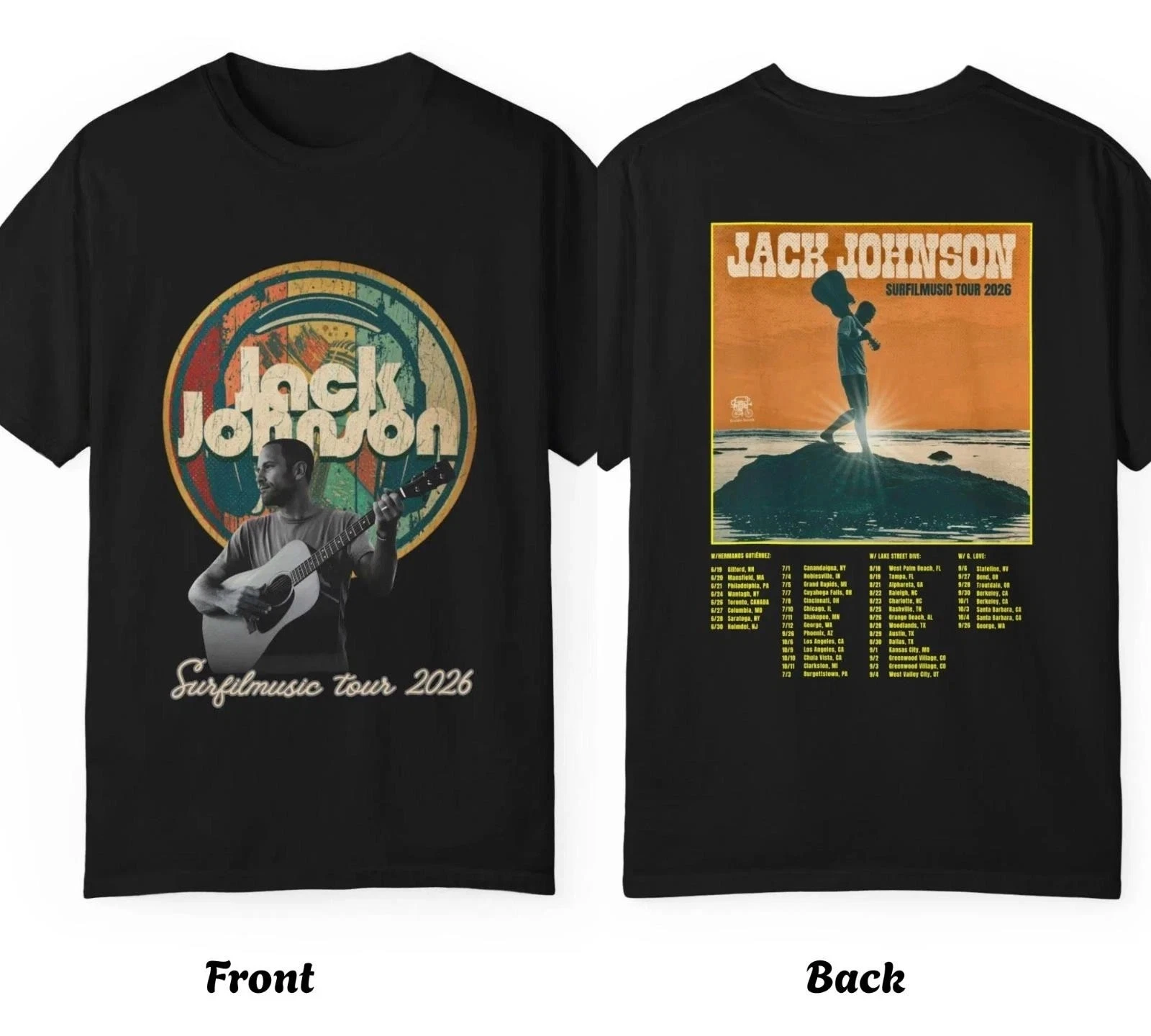 Jack Johnson Surfilmusic Tour 2026 T-Shirt