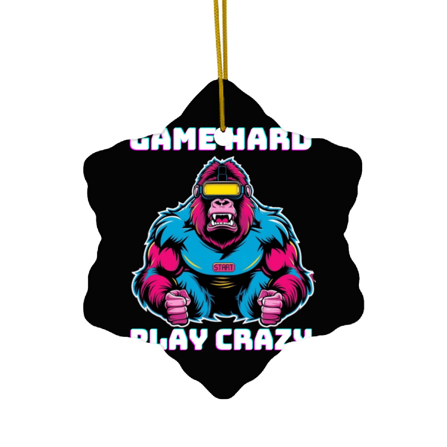Game Hard Play Crazy Gorilla Gamer Ceramic Ornaments Gaming